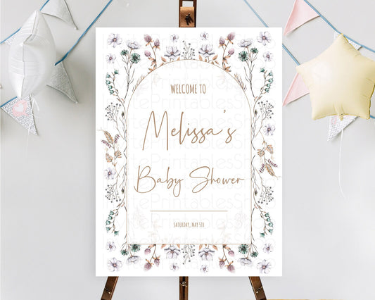 Editable Secret Garden Baby Shower Welcome Sign Wildflower Welcome Board Pas