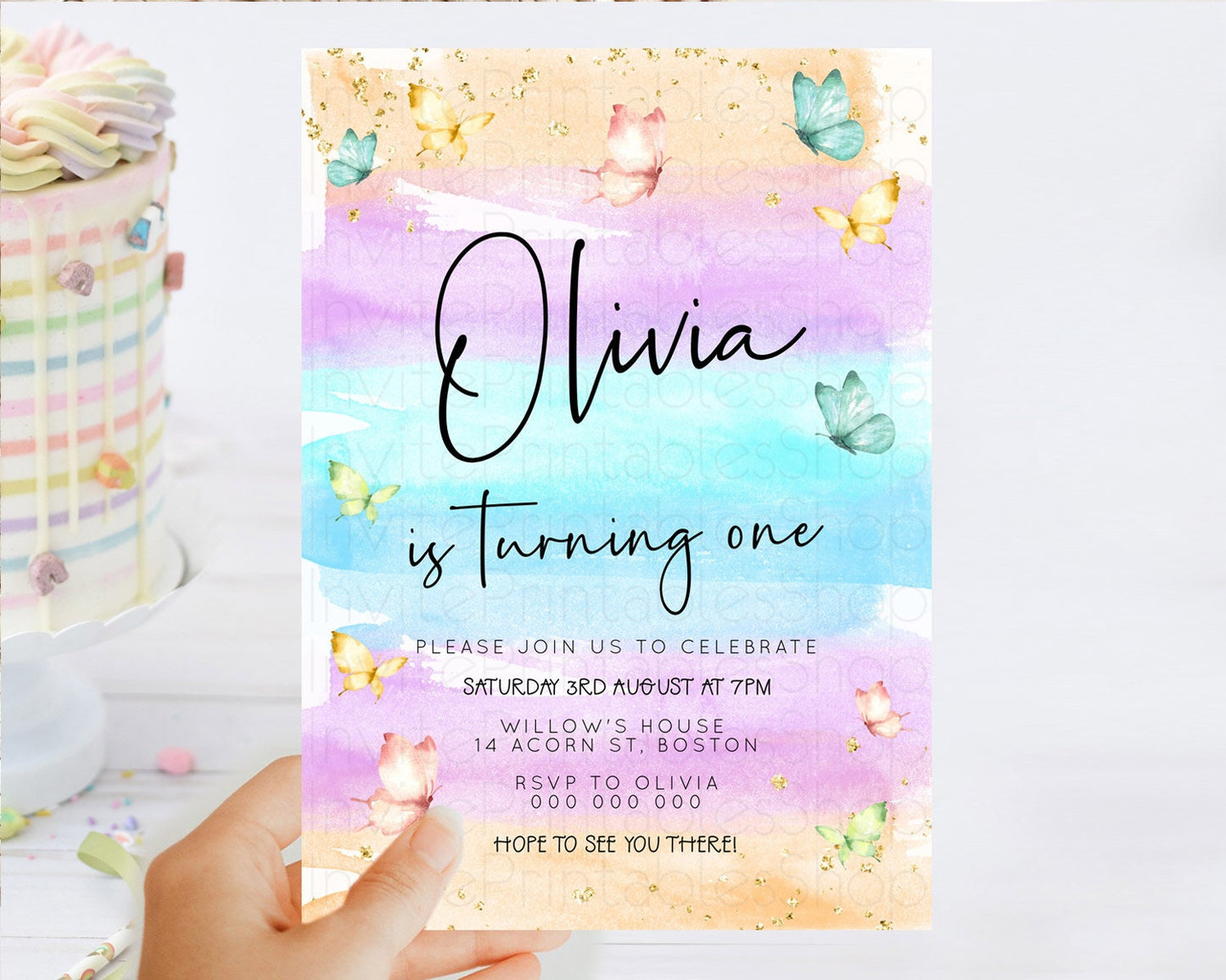 Editable Pastel Butterfly Birthday Invitation Butterfly Birthday Invitation