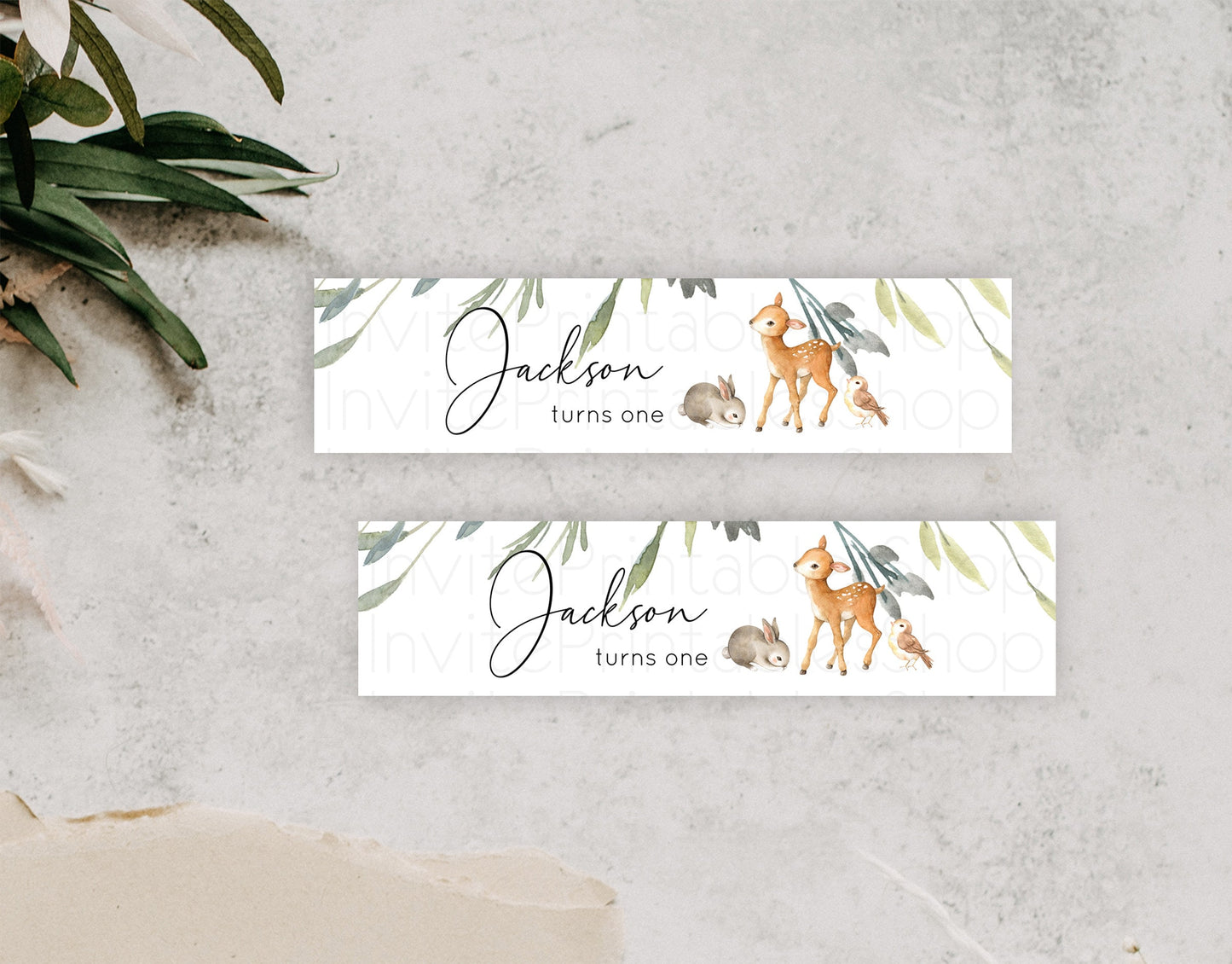 Fawn Deer Water Label Template Pastel Floral Deer Enchanted Forest Butterfly Party Decor Birthday Baptism Baby Shower Bridal Shower D10919