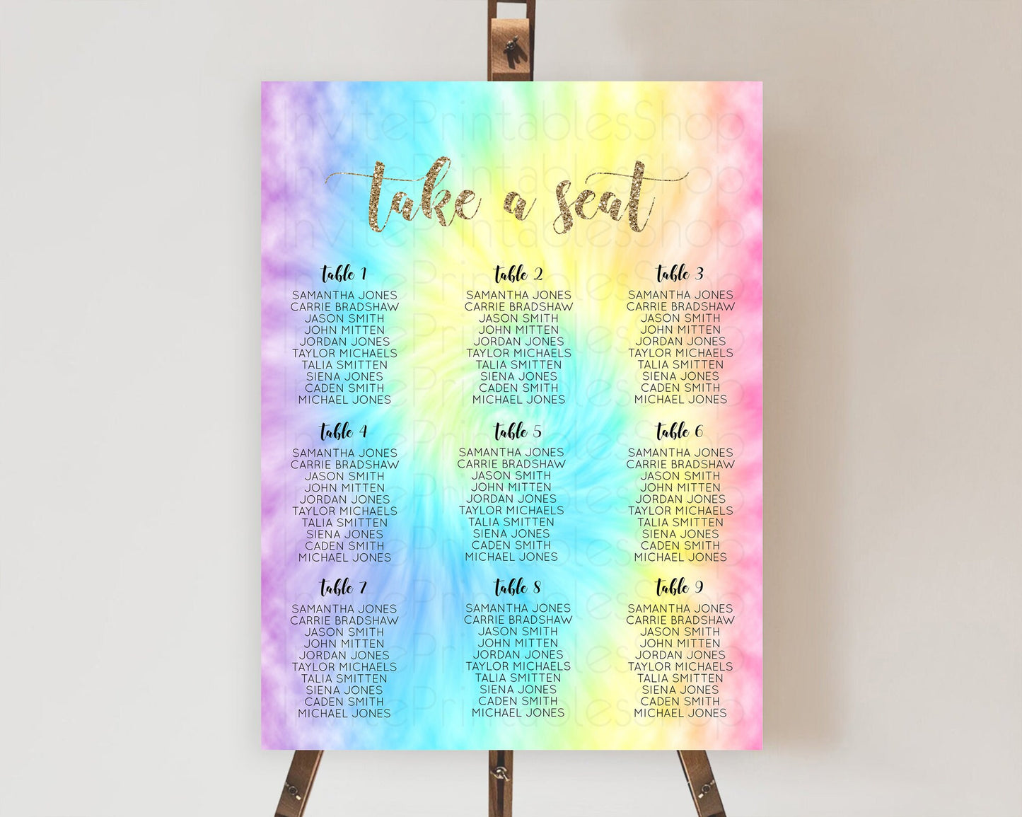 Tie Dye Seating Chart Rainbow Tie Dye Seating Chart Rainbow Colorful Seating Chart Tie Dye Pastel Rainbow Party Decor Take A Seat D10580