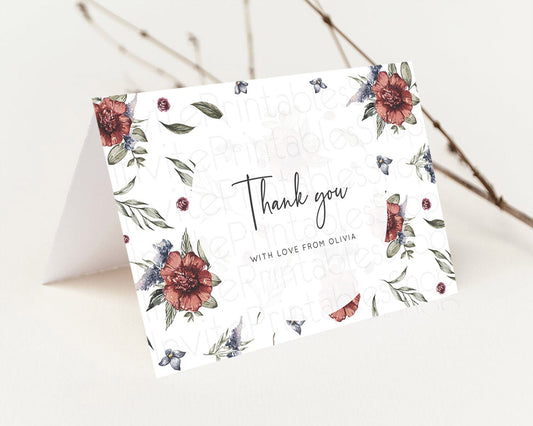Editable Secret Garden Thank You Wildflower Thank You Card Pastel Flower Gar