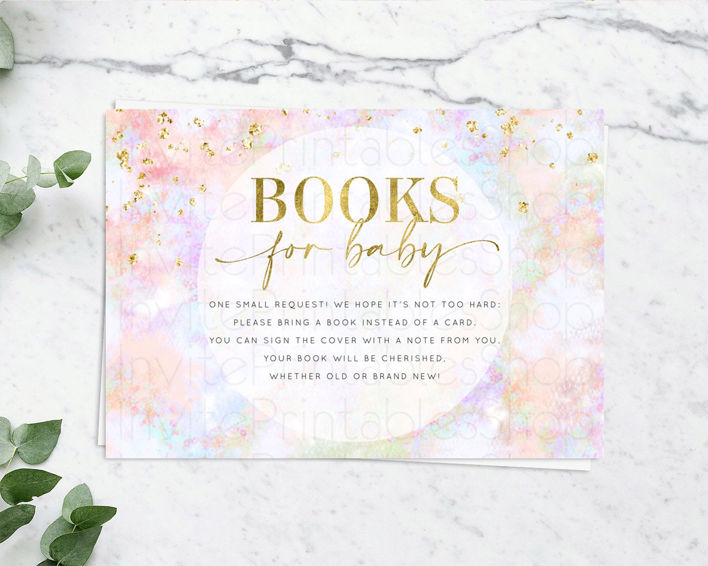 Pastel Books For Baby Card Pastel Rainbow Book Insert Colorful Ombre Watercolor Book Card Confetti Glitter Baby Book Poem Request D10649