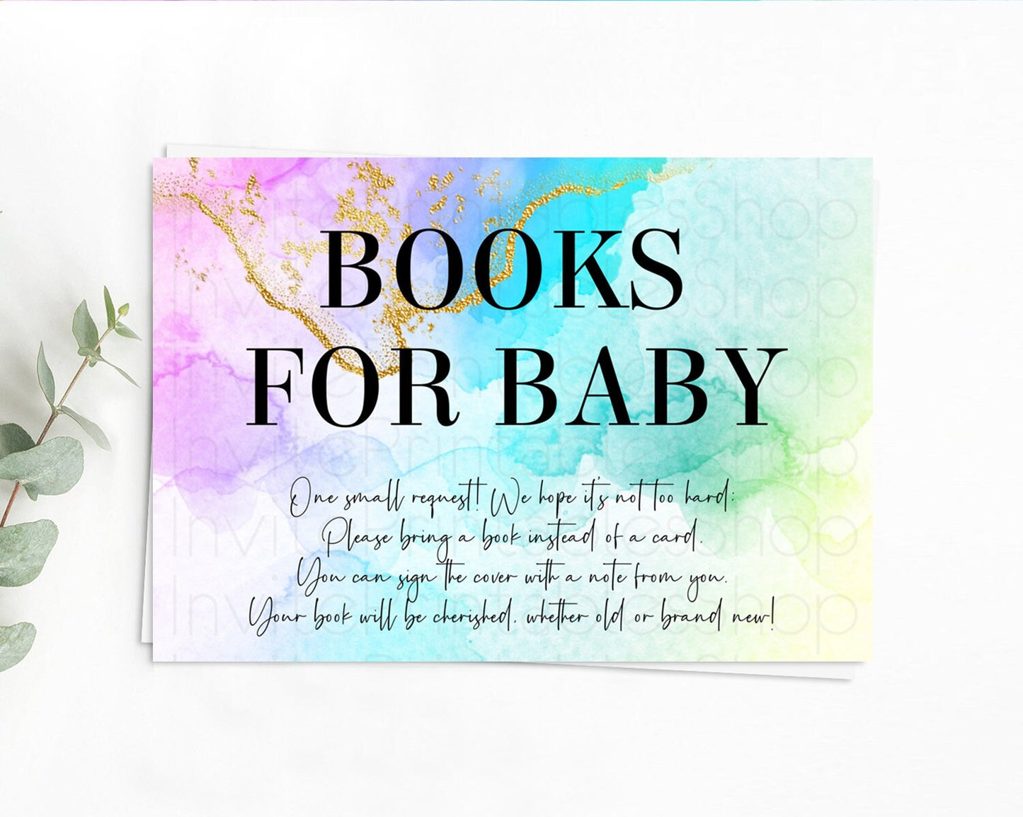 Pastel Books For Baby Card Pastel Rainbow Book Insert Colorful Ombre Watercolor Book Card Confetti Glitter Baby Book Poem Request D10393