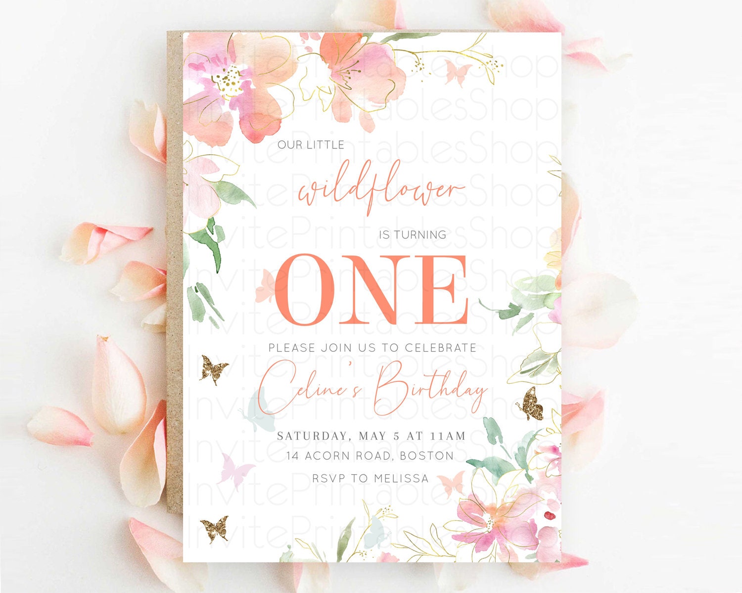 Editable Secret Garden Invitation Wildflower Birthday Invitation Pastel Flow