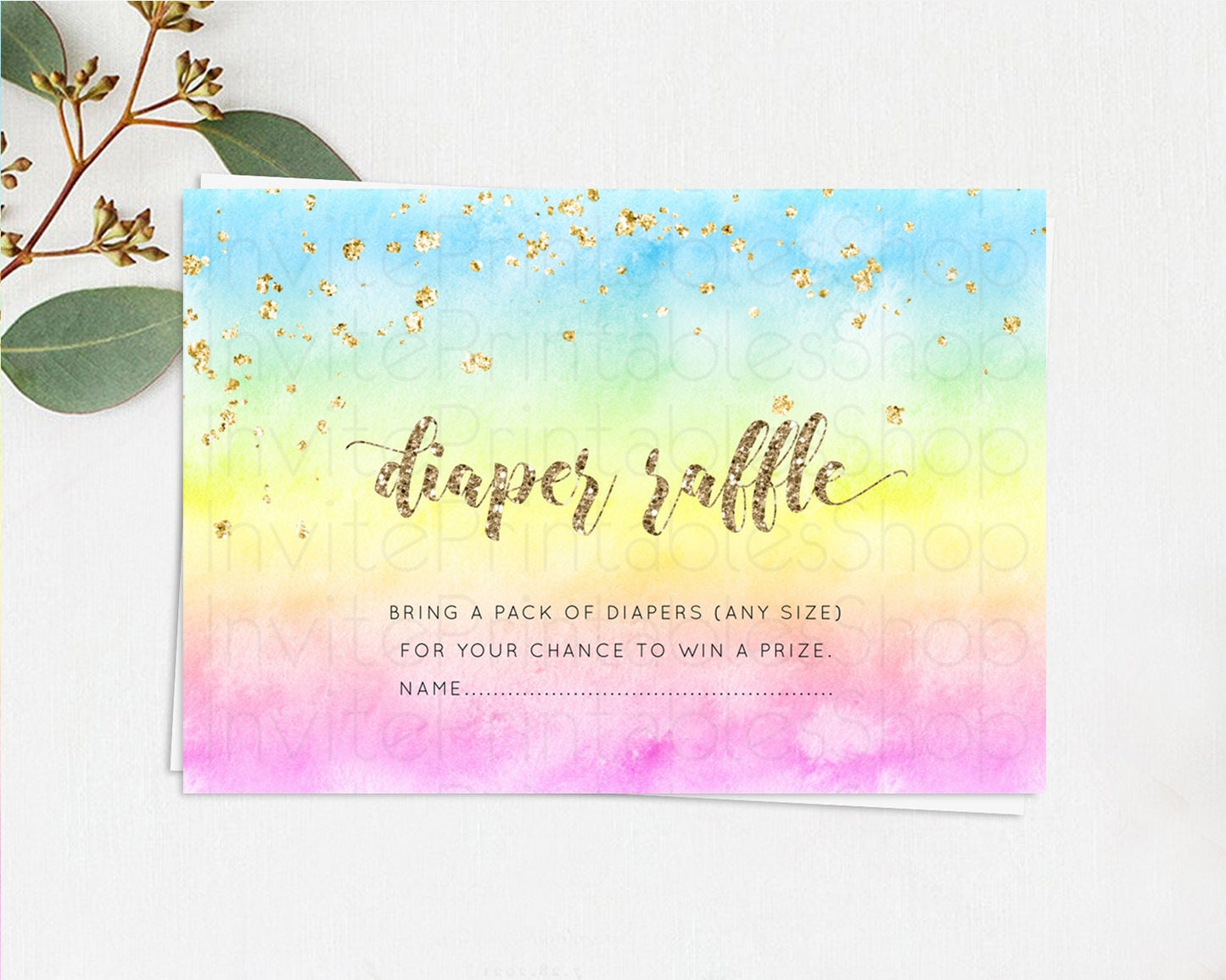 Editable Pastel Diaper Raffle Card Pastel Rainbow Diaper Raffle Insert Color