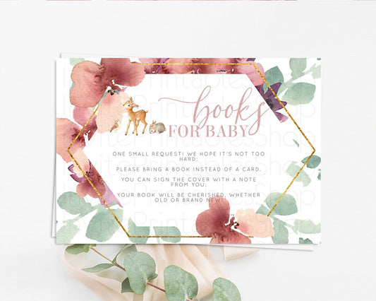Editable Fawn Books For Baby Card Deer Book Insert Floral Deer Book Card Enc