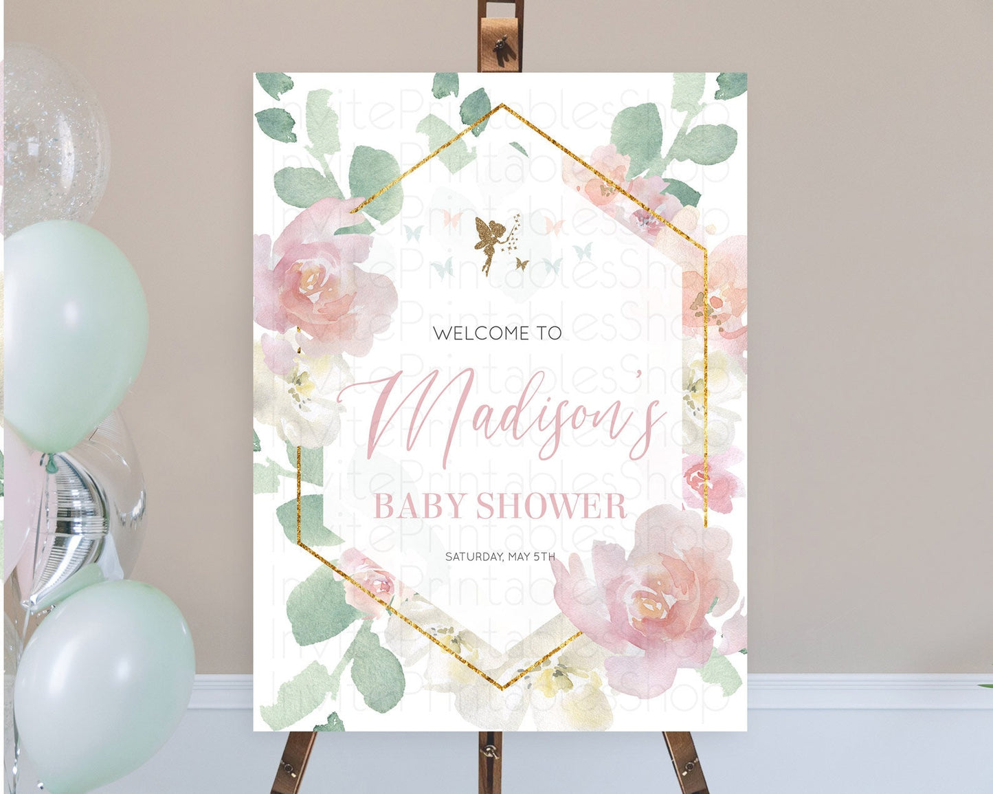 Fairy Baby Shower Welcome Sign Fairy Welcome Board Enchanted Garden Pastel Floral Butterfly Décor Secret Garden Fairy Welcome Sign D10965