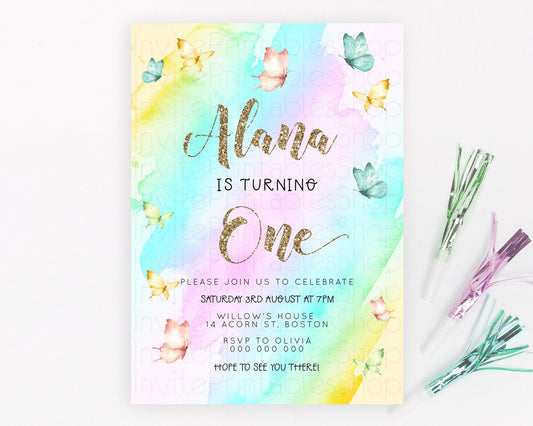 Editable Pastel Butterfly Birthday Invitation Butterfly Birthday Invitation