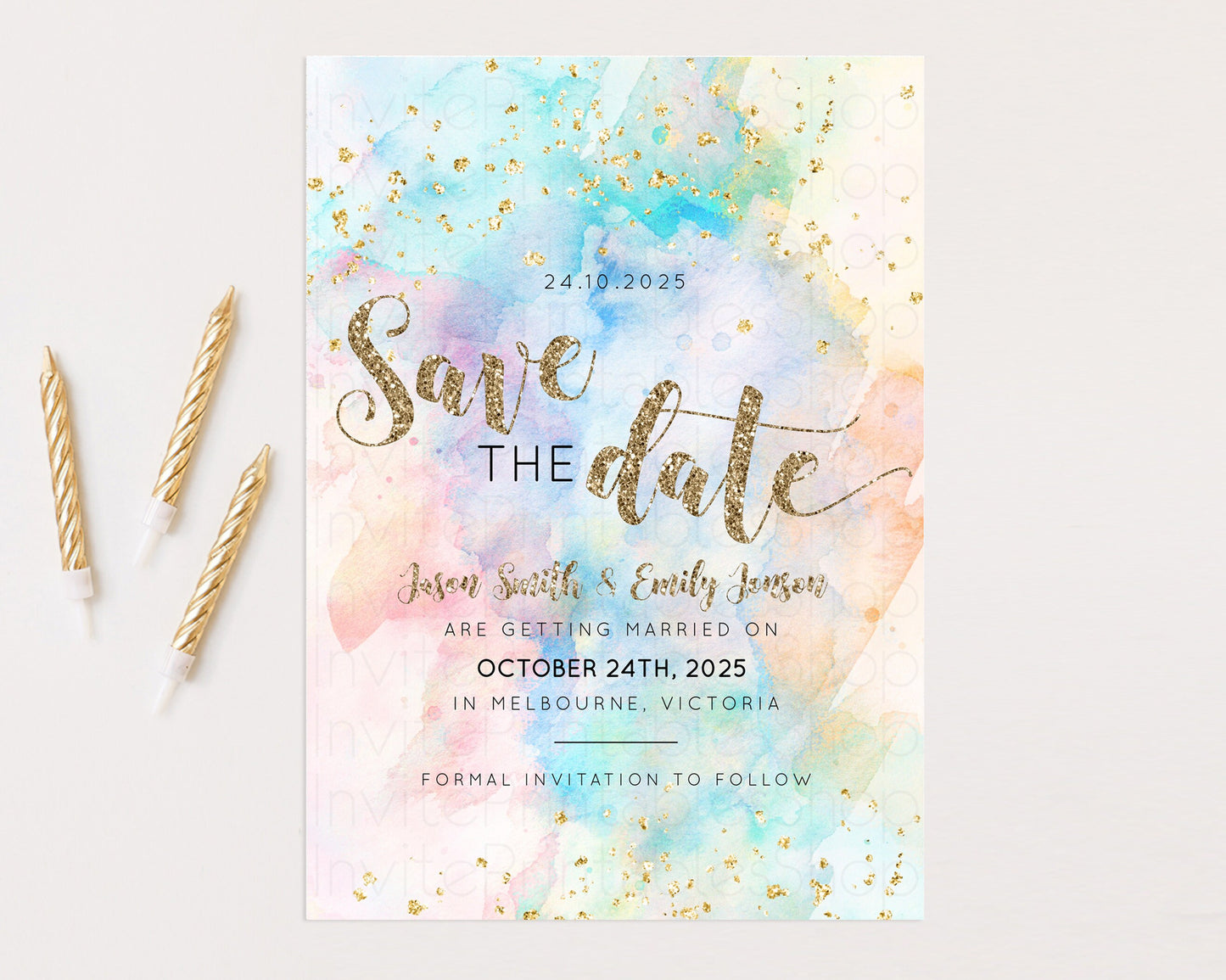 Pastel Save The Date Pastel Colors Save The Date Rainbow Colors Save The Date Ombre Invite Splash Wedding Engaged Baptism Christening 276