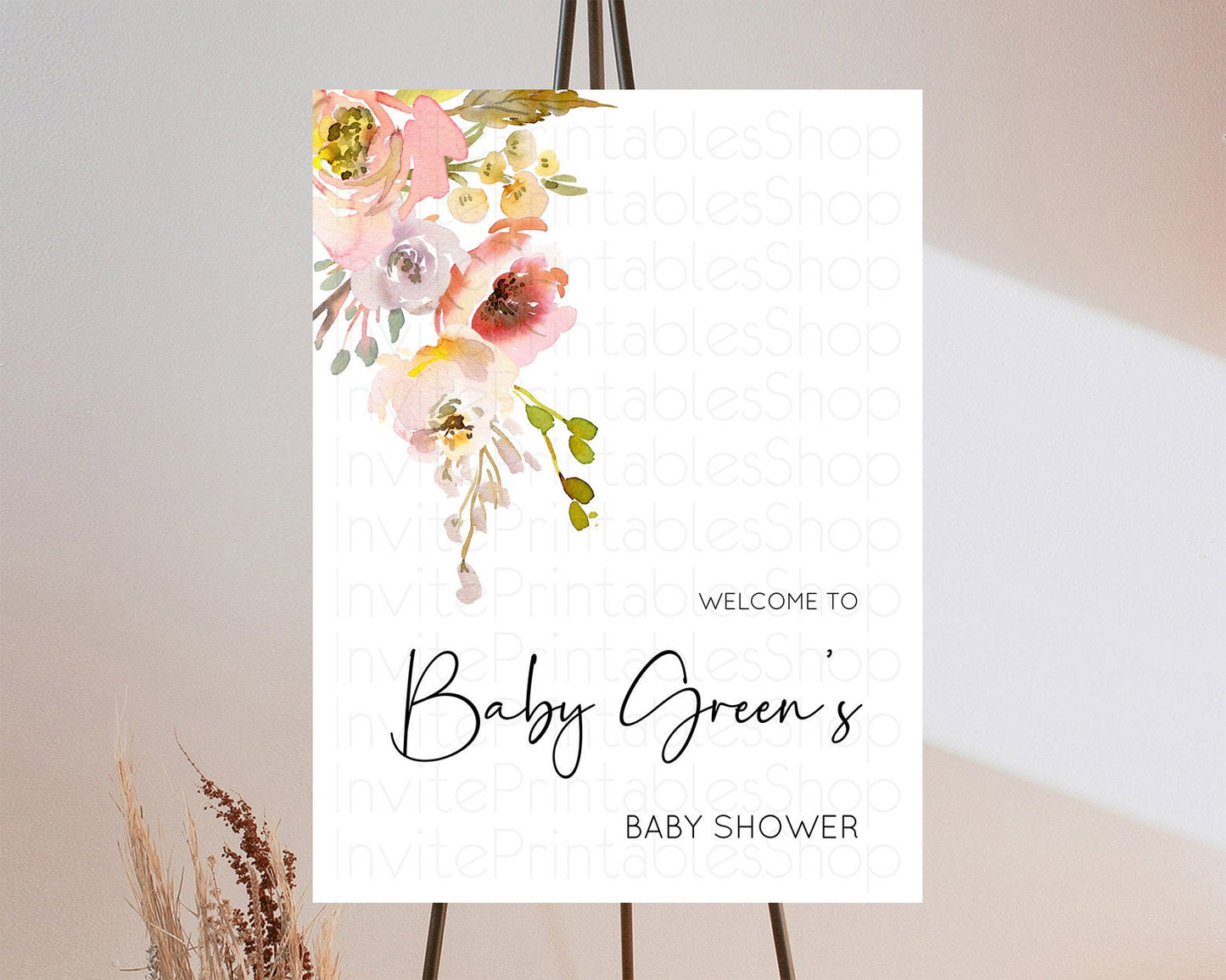 Secret Garden Baby Shower Welcome Sign Wildflower Welcome Board Pastel Flower Garden Welcome Poster Boho Wildflower Welcome Sign D10194