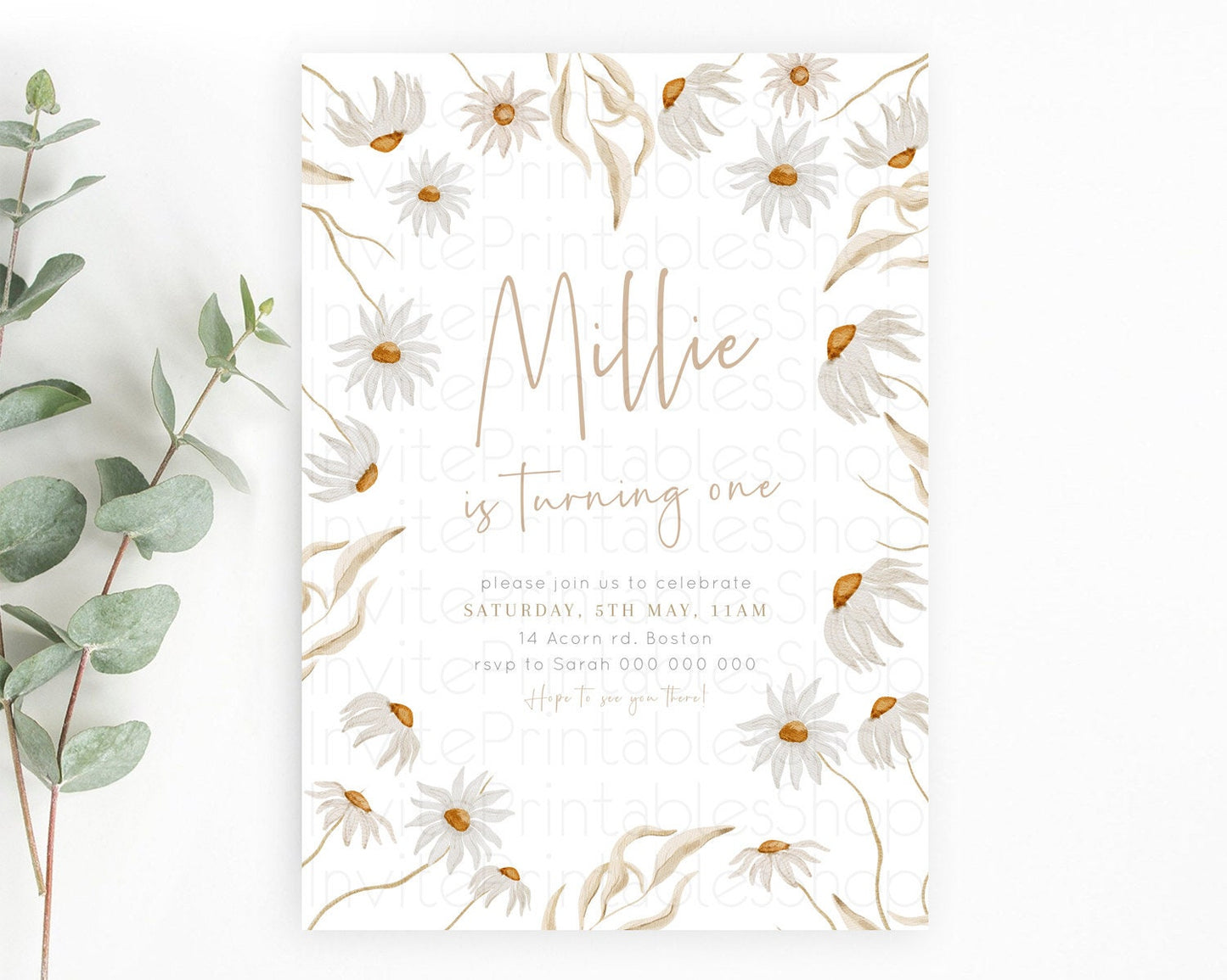 Secret Garden Invitation Wildflower Birthday Invitation Pastel Flowers Invite Enchanted Garden Boho Floral 3rd 2nd First Birthday D23360