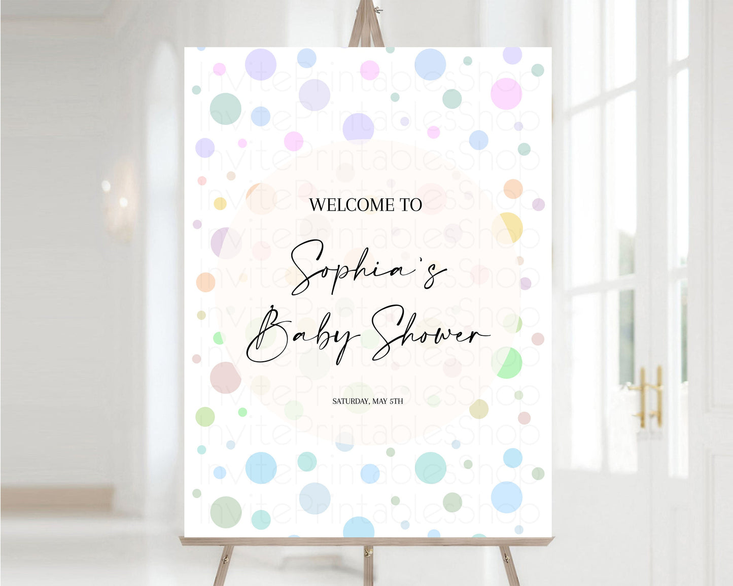 Pastel Welcome Sign Rainbow Baby Shower Board Colorful Sprinkles Baby Shower Board Confetti Welcome Board POP Welcome Baby Shower Poster 12