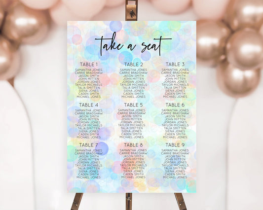 Editable Bubbles Seating Chart Pastel Seating Chart Bath Bomb Party Pastel B
