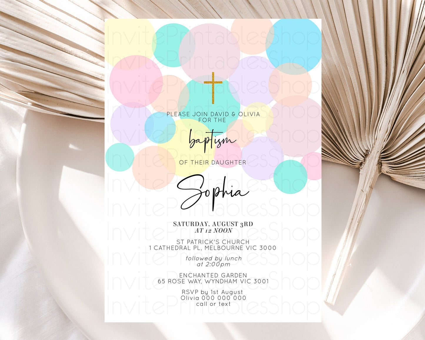Pastel Baptism Invitation Pastel Confetti Baptism 1st Birthday Invitation Colorful Rainbow Confetti Bubbles Christening Invitation D10223