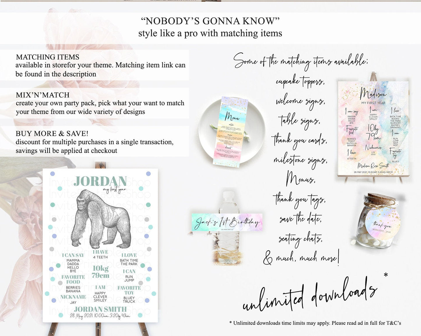Gorilla First Birthday Milestone Board Gorilla Milestone Poster Gorilla Decor Safari Adventure Gorilla First Birthday Welcome Sign D10854