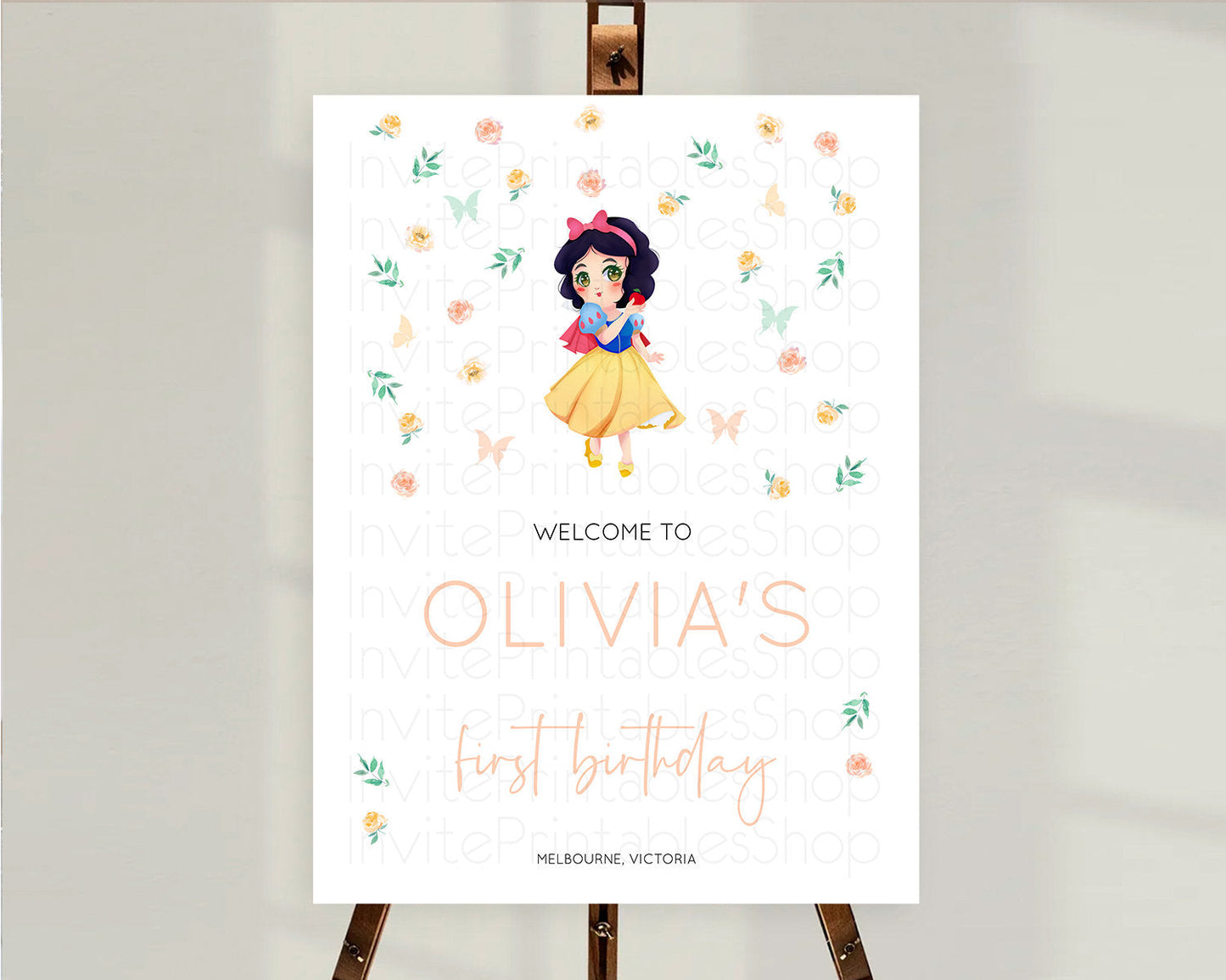 Princess Birthday Welcome Sign Castle Welcome Board Secret Garden Enchanted Castle Pastel Floral Garden First Birthday Welcome Sign D10356