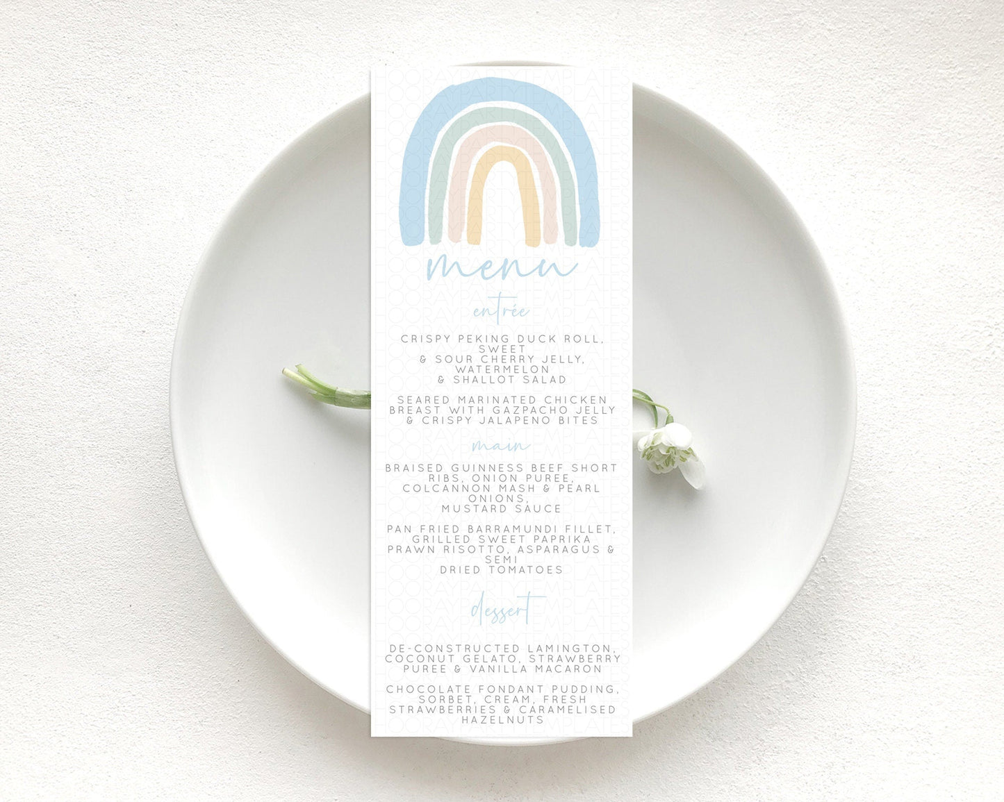 Pastel Rainbow Menu Boho Rainbow Menu Template Rainbow Boho Table Decor Pastel Rainbow Dinner Dessert Menu Rainbow Party Food Menu D10200