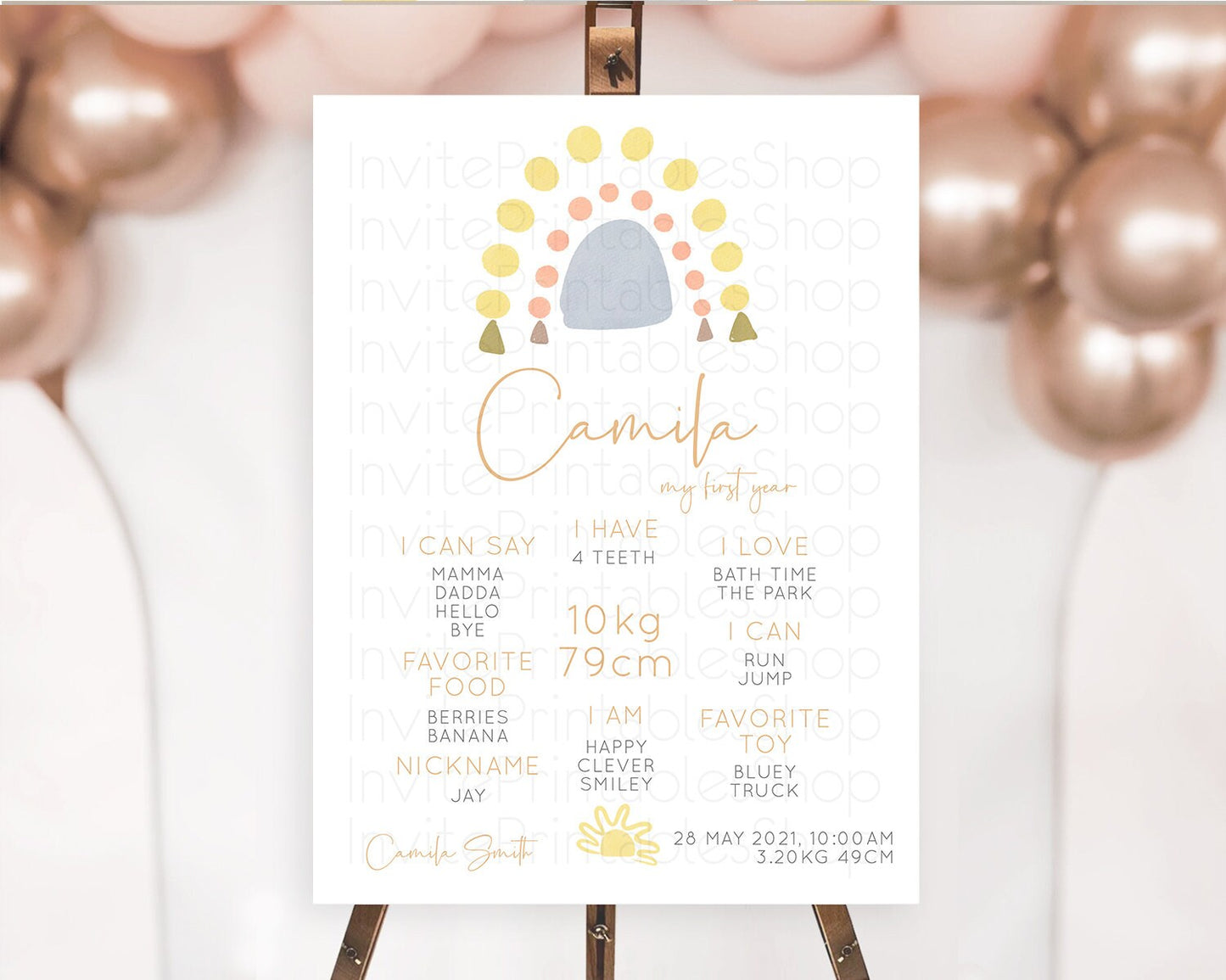 Pastel Rainbow First Birthday Milestone Poster Boho Rainbow Milestone Board Rainbow Milestone Pastel Milestone Rainbow 1st Birthday D10688