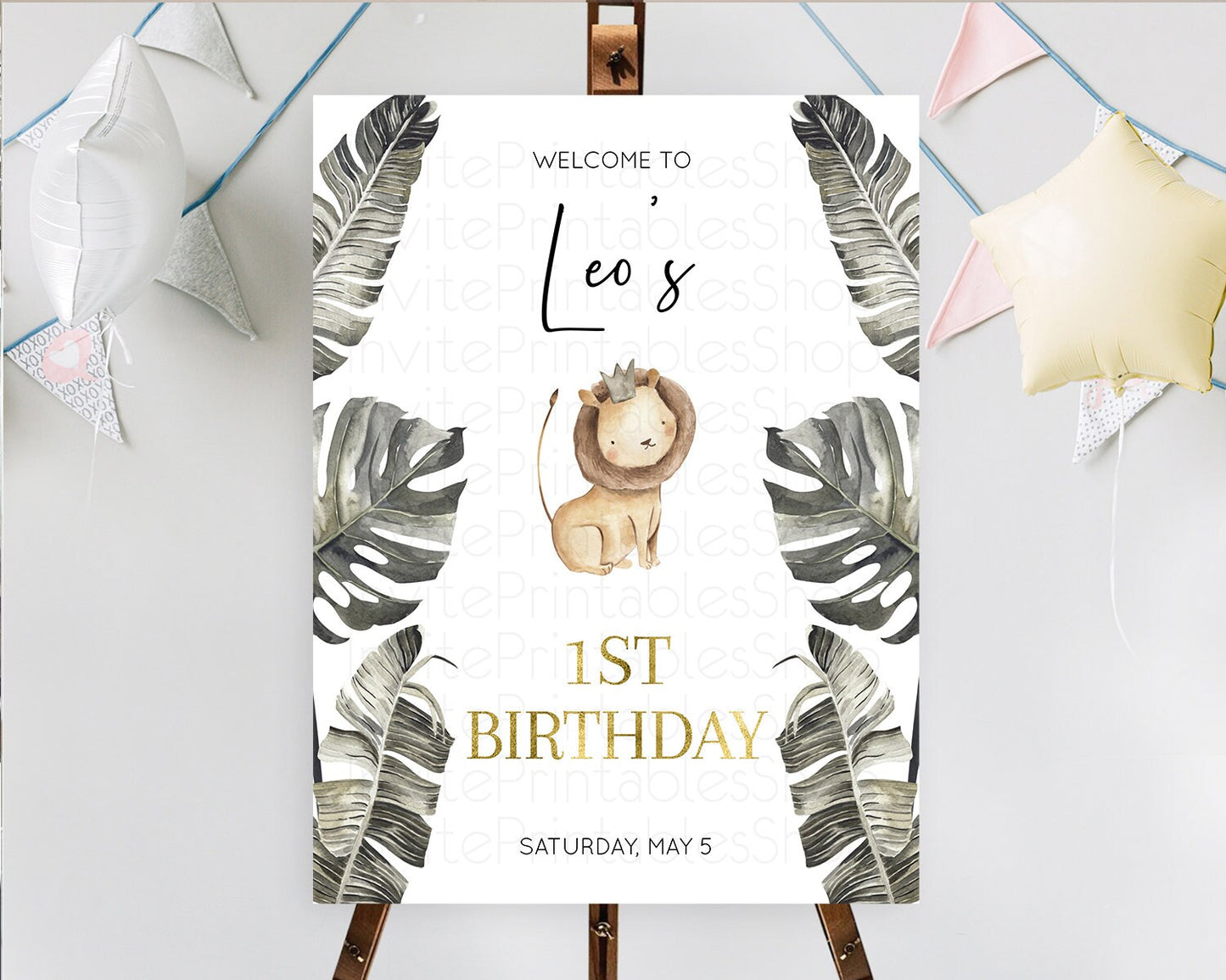 Editable Lion Welcome Sign Lion Welcome Board Lion Party Welcome Poster Drie