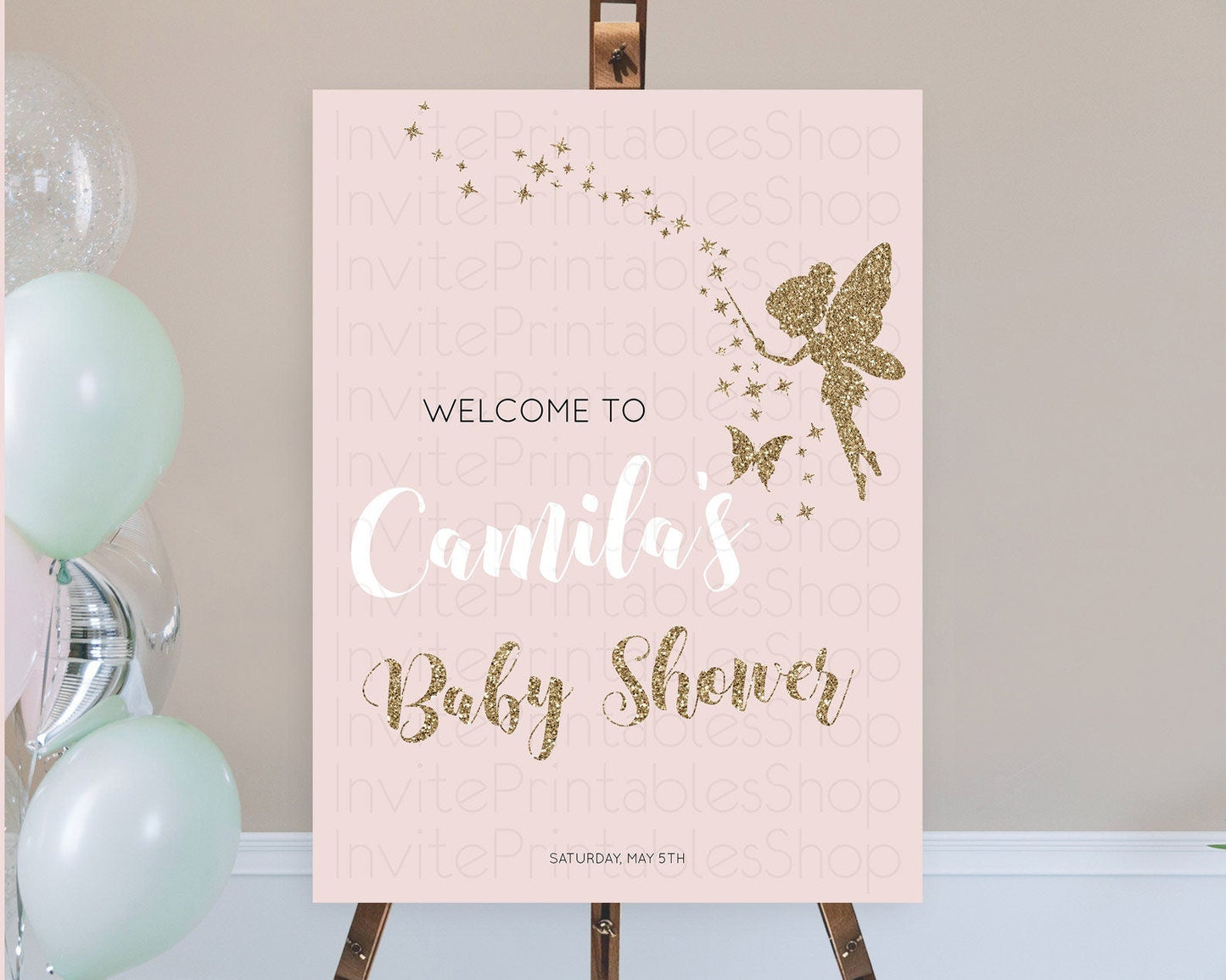 Fairy Baby Shower Welcome Sign Fairy Welcome Board Enchanted Garden Pastel Floral Butterfly Decor Secret Garden Fairy Welcome Sign D10899
