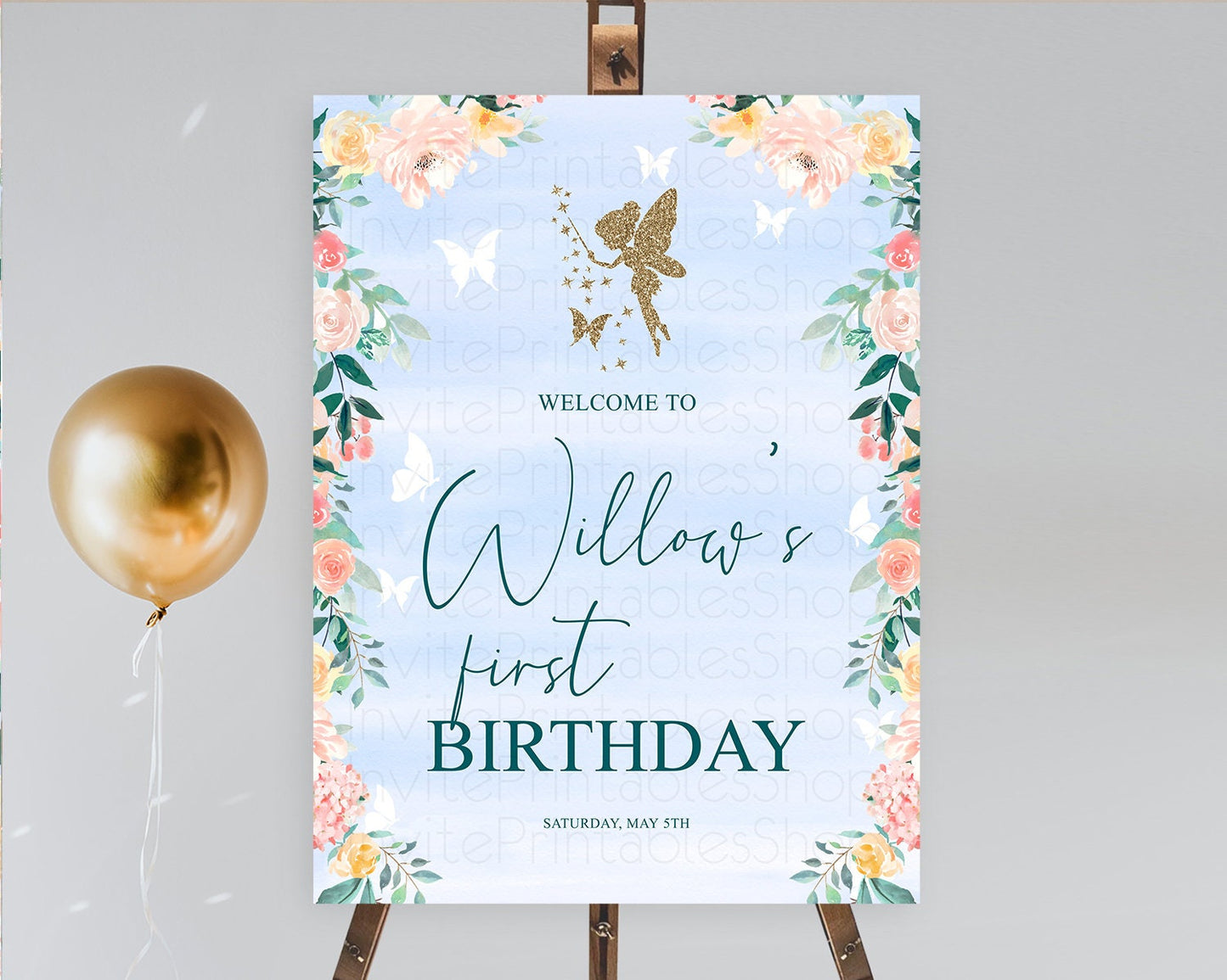 Fairy Welcome Sign Fairy Welcome Board Enchanted Garden Pastel Floral Butterfly Decor Secret Garden First Birthday Welcome Sign D10794
