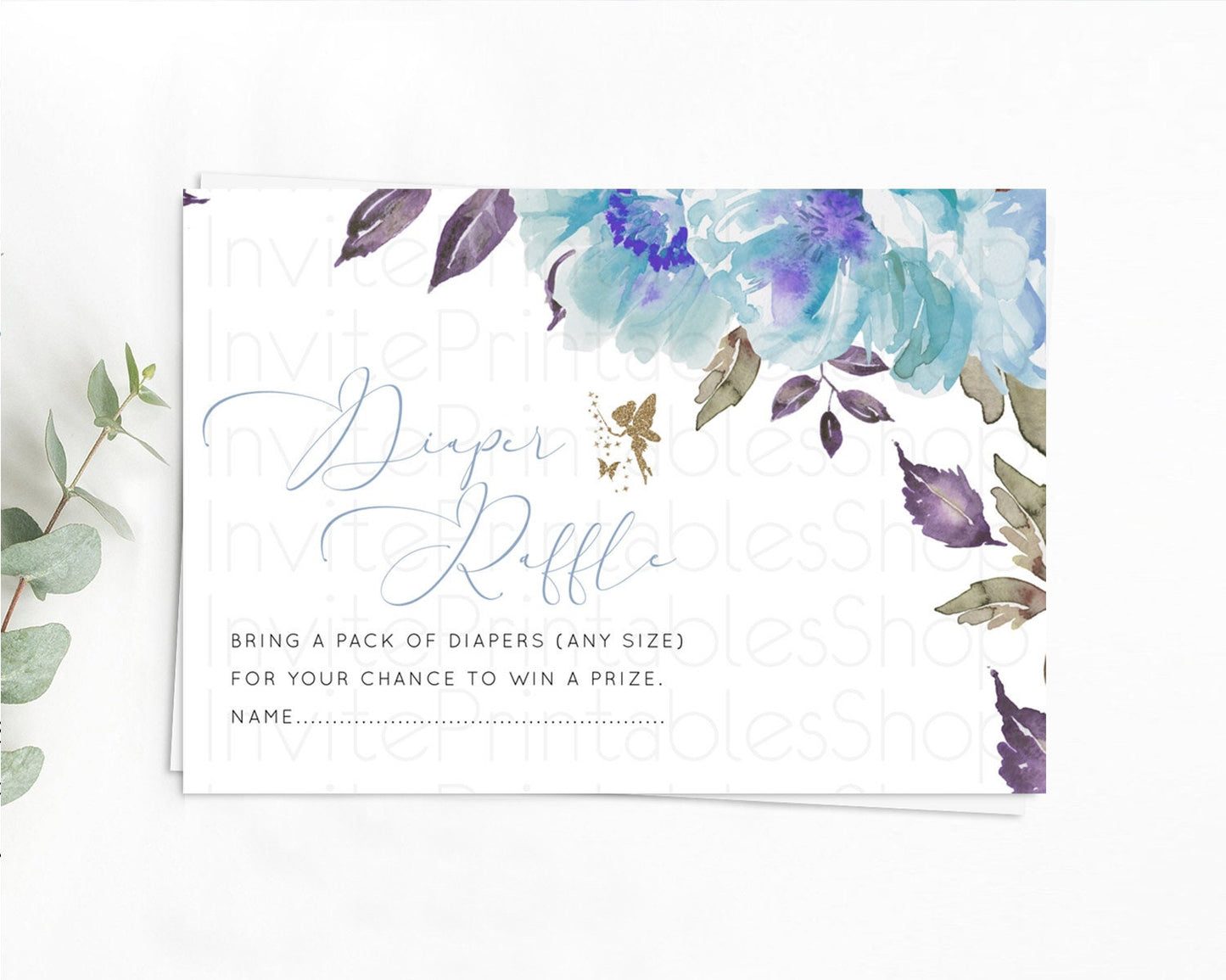 Fairy Diaper Raffle Card Fairy Diaper Insert Enchanted Garden Fairy Diaper Ticket Pastel Floral Butterfly Secret Garden Raffle Game D10728