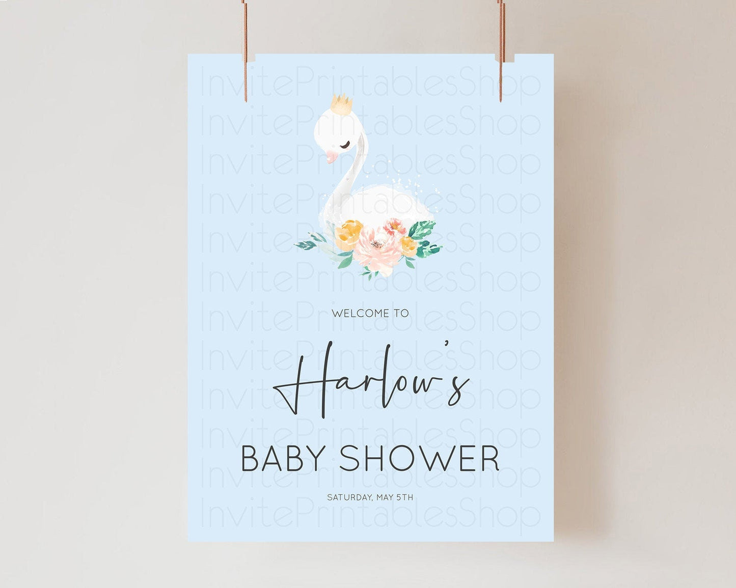 Swan Baby Shower Welcome Board Swan Princess Ballet Welcome Sign Enchanted Swan Lake Secret Garden Pastel Floral Swan Welcome Sign D10903