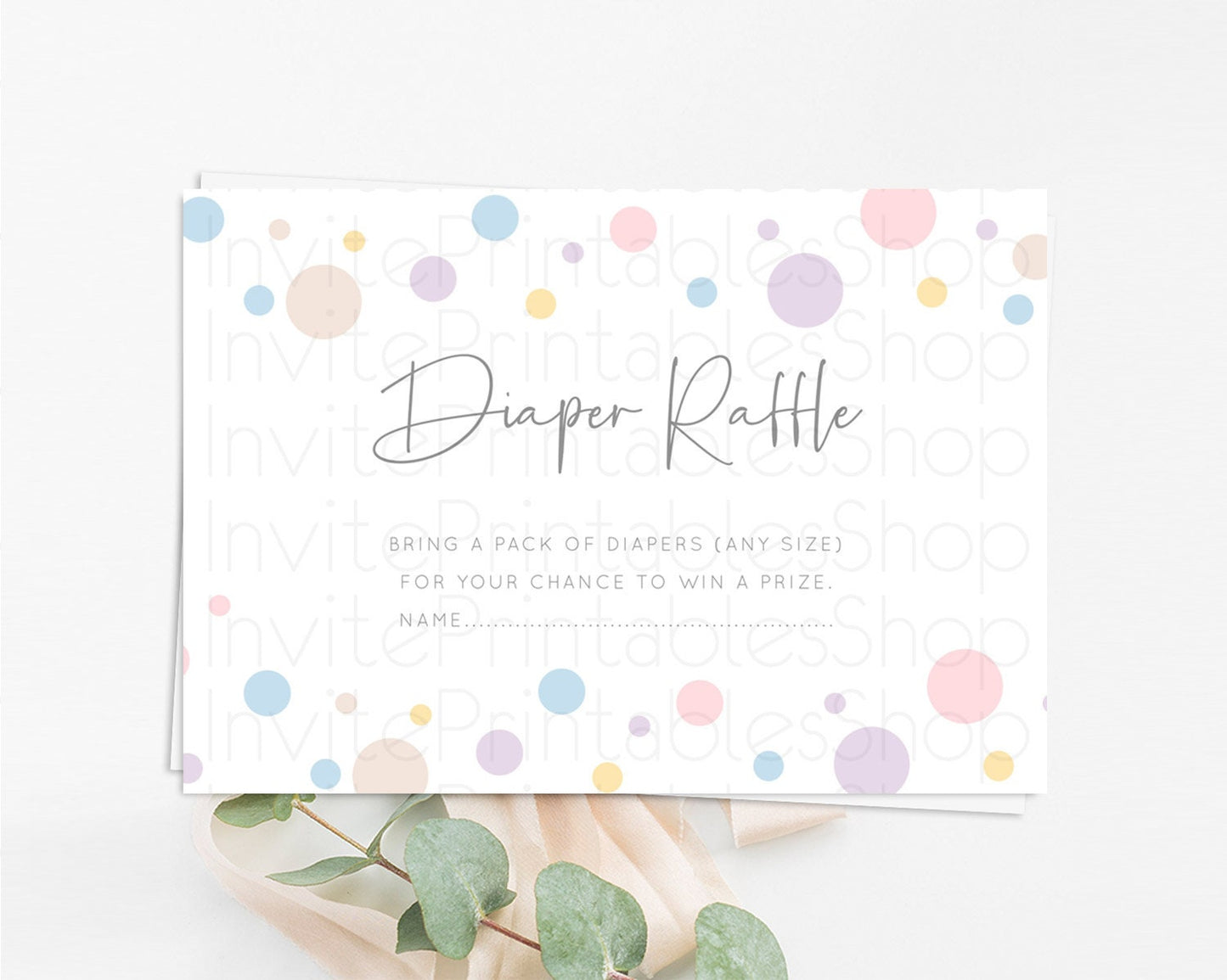 Rainbow Diaper Raffle Card Pastel Sprinkles Diaper Raffle Insert Rainbow Confetti Diaper Ticket Colorful Bubbles Pastel Raffle Game D10759