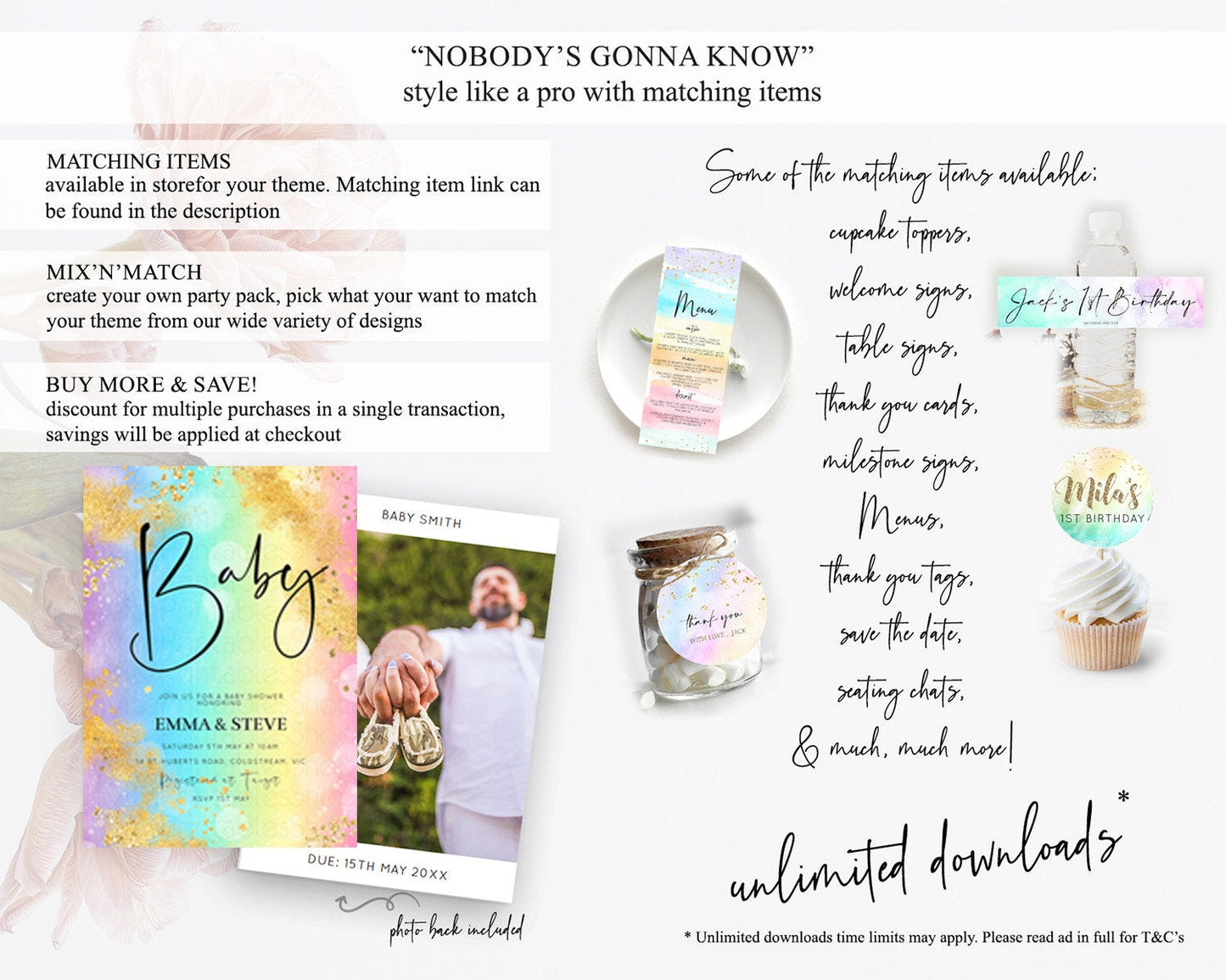 Pastel Baby Shower Invitation Rainbow Baby Shower Invitation Colorful Pastel Watercolor Invitation Gold Glitter Sprinkles Ombre D10559