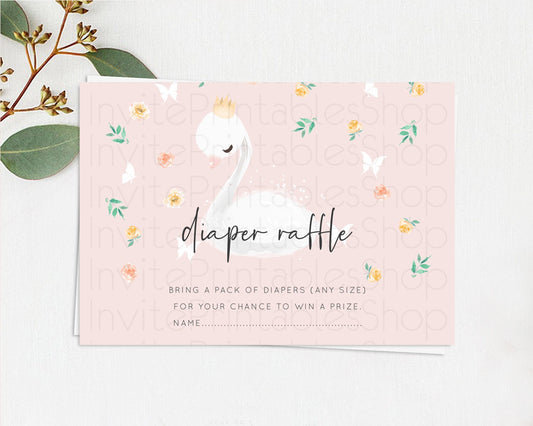 Editable Swan Diaper Raffle Card Swan Princess Ballet Diaper Raffle Insert E