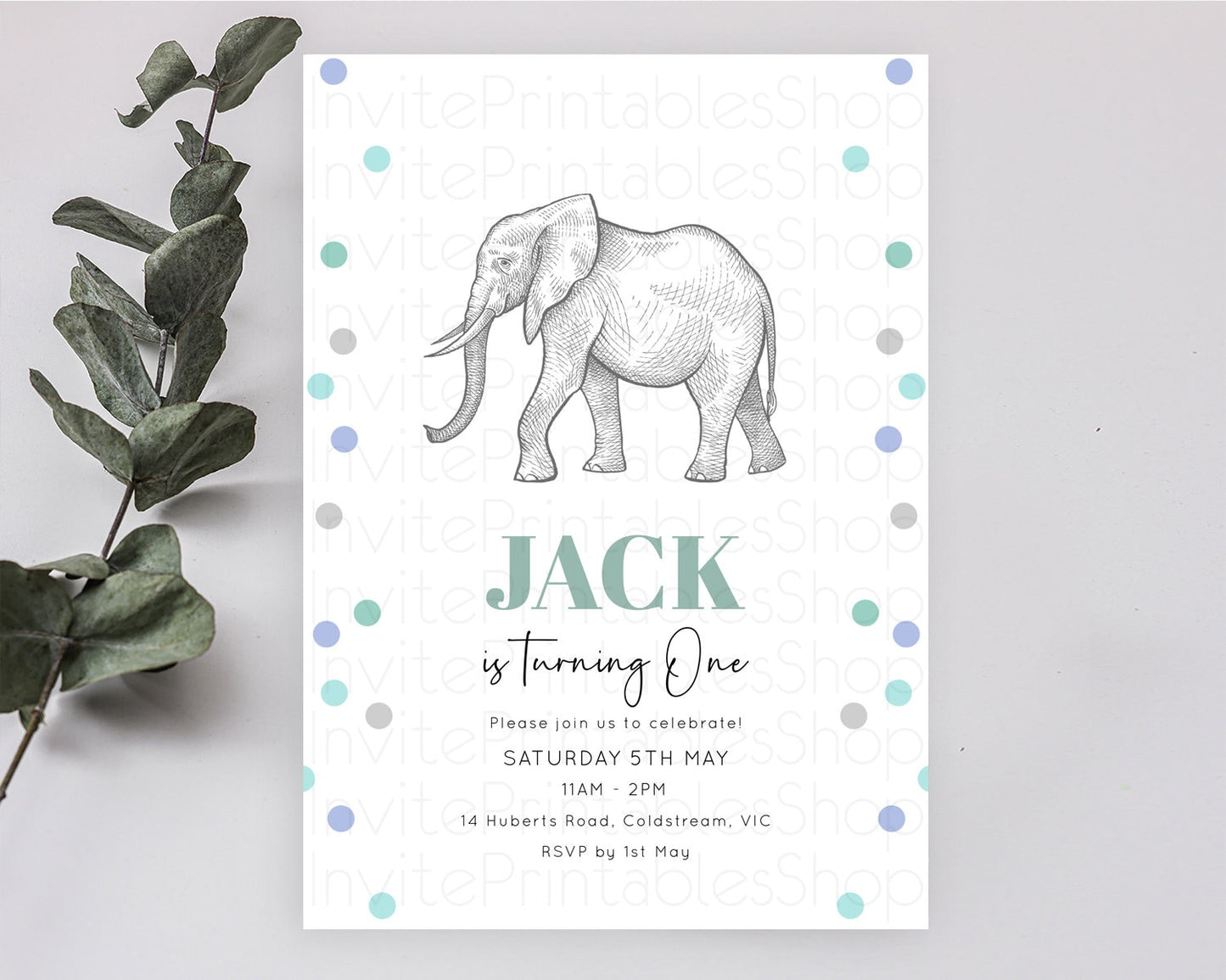 Elephant Birthday Invitation Elephant Invitation Elephant Birthday Safari Elephant Party TWO Wild ONE Jungle Adventure Zoo Birthday D10859