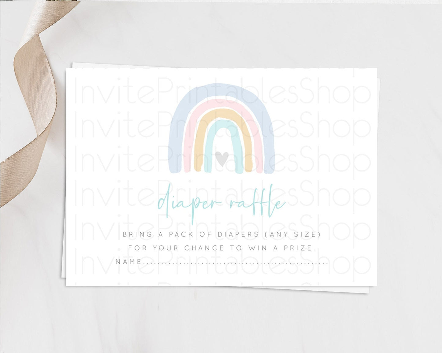 Pastel Rainbow Diaper Raffle Card Boho Rainbow Diaper Insert Boho Rainbow Diaper Ticket Pastel Watercolor Baby Shower Raffle Game D10214
