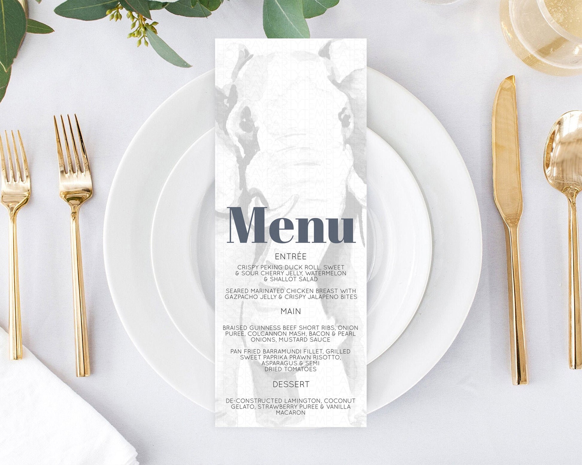 Editable Elephant Menu Elephant Menu Template Elephant Safari Zoo Table Deco