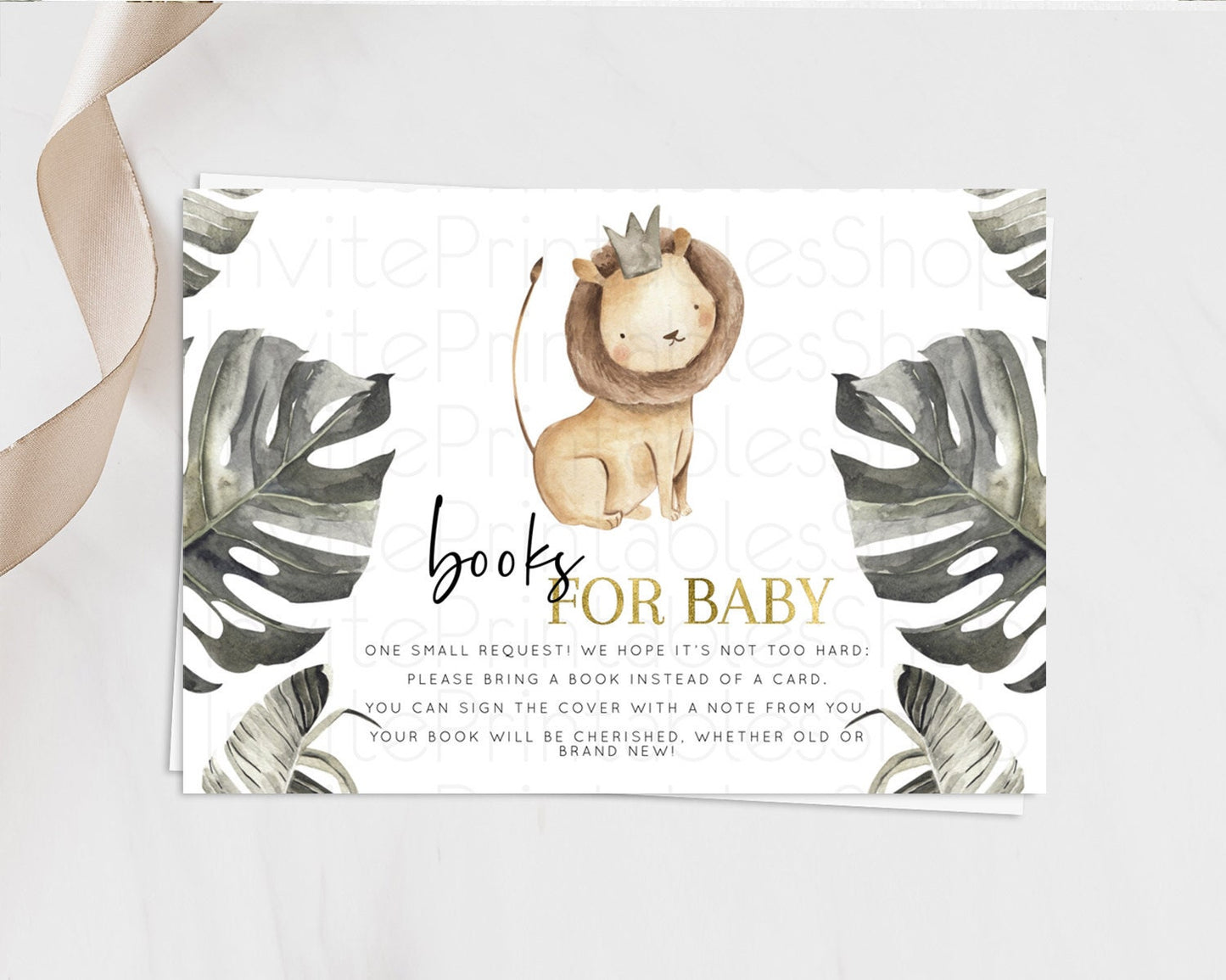 Lion Books For Baby Card Lion Book Insert Safari Lion Book Card Dried Palm Fern Safari Adventure Lion Baby Shower Book Poem Request D10599