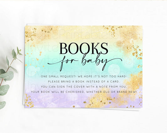 Editable Pastel Books For Baby Card Pastel Rainbow Book Insert Colorful Ombr