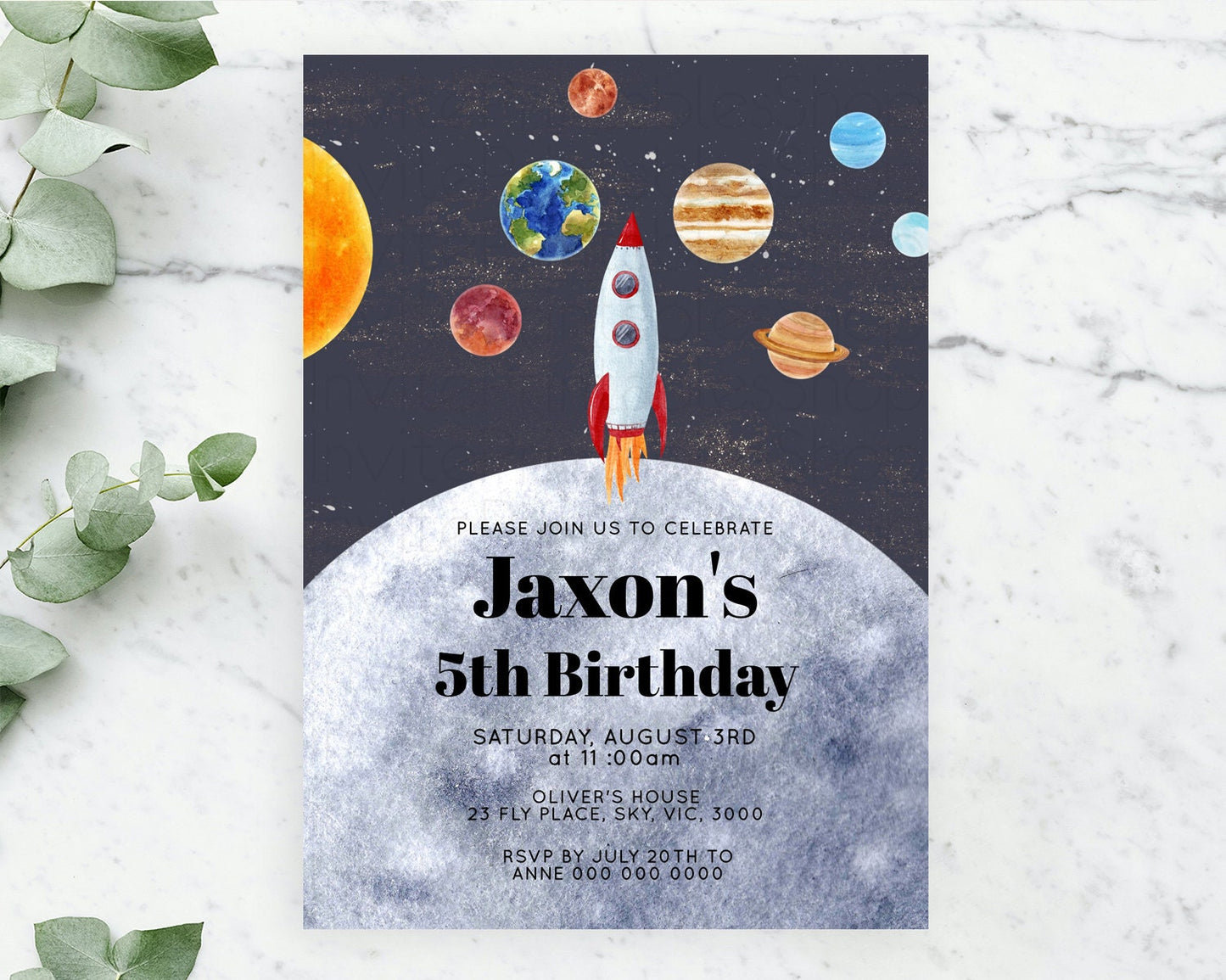 Space Birthday Invitation Space 1st Birthday Invites First Trip Around the Sun Invite Sky Stars Planets Milkyway Solar System Invite D10430