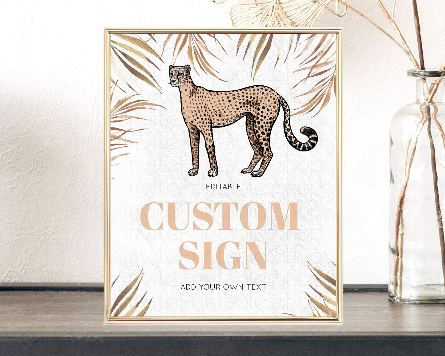 Cheetah Sign Cheetah Party Sign Template Safari Adventure Table Sign Decor Cheetah Minimal Theme 1st Birthday Baptism Baby Shower D10291
