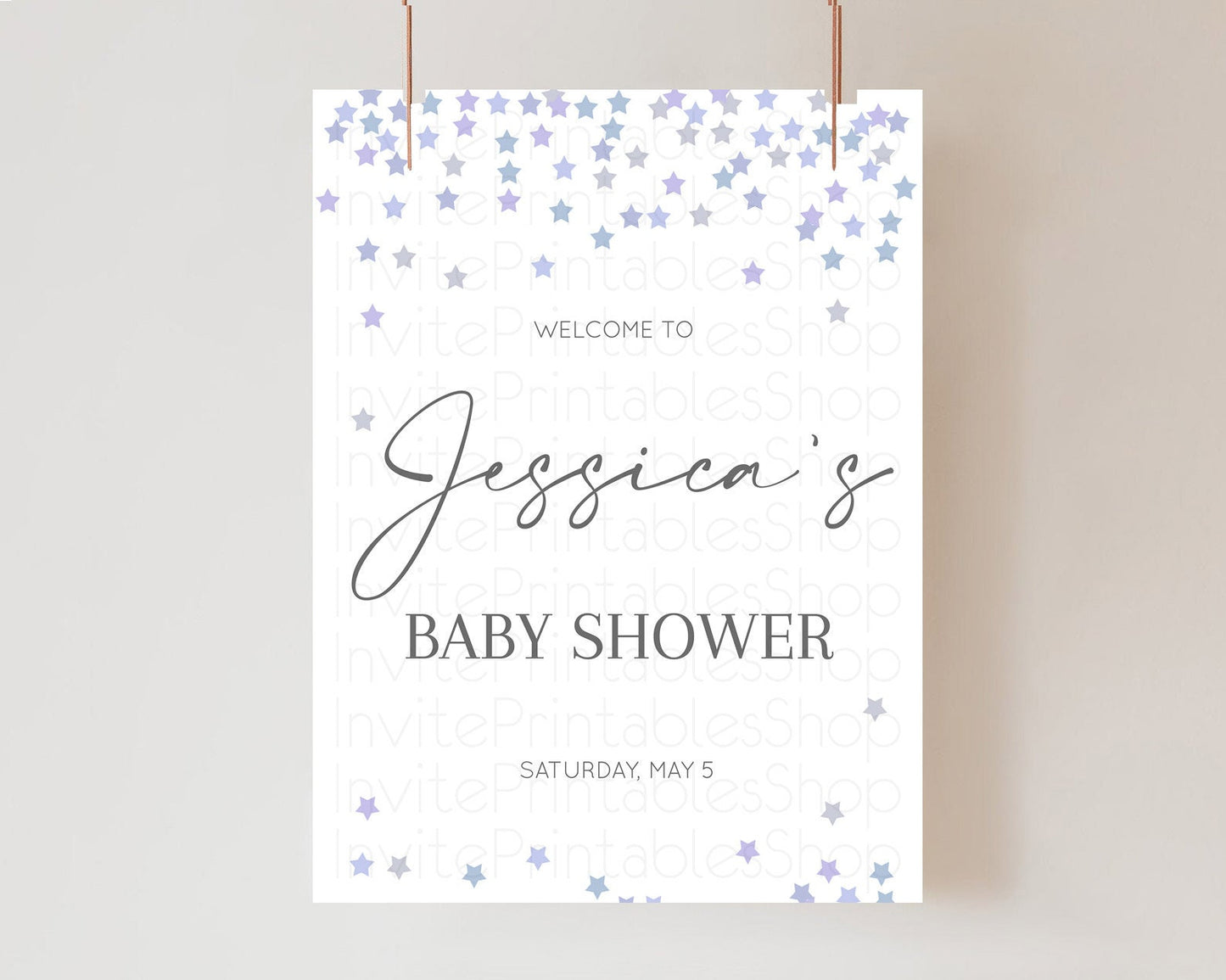 Editable Star Baby Shower Welcome Board Pastel Stars Welcome Sign Shooting S