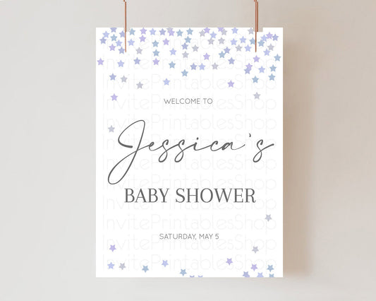 Editable Star Baby Shower Welcome Board Pastel Stars Welcome Sign Shooting S