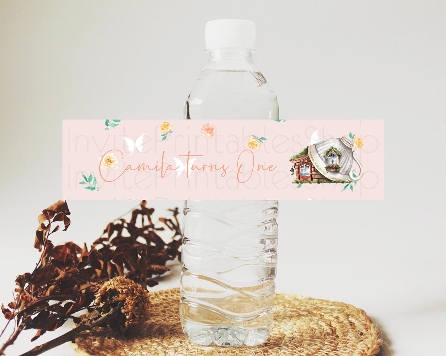 Fairy Water Label Enchanted Garden Pastel Floral Butterfly Party Decor Secret Garden Birthday Baptism Baby Shower Bridal Shower D10384