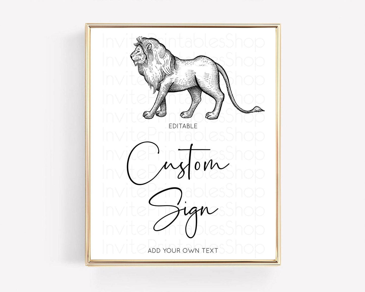 Lion Table Sign Decor Lion Safari Adventure Party Dried Palm Ferns Zoo 1st Birthday Baptism Baby Shower Bridal Shower Wedding D10246