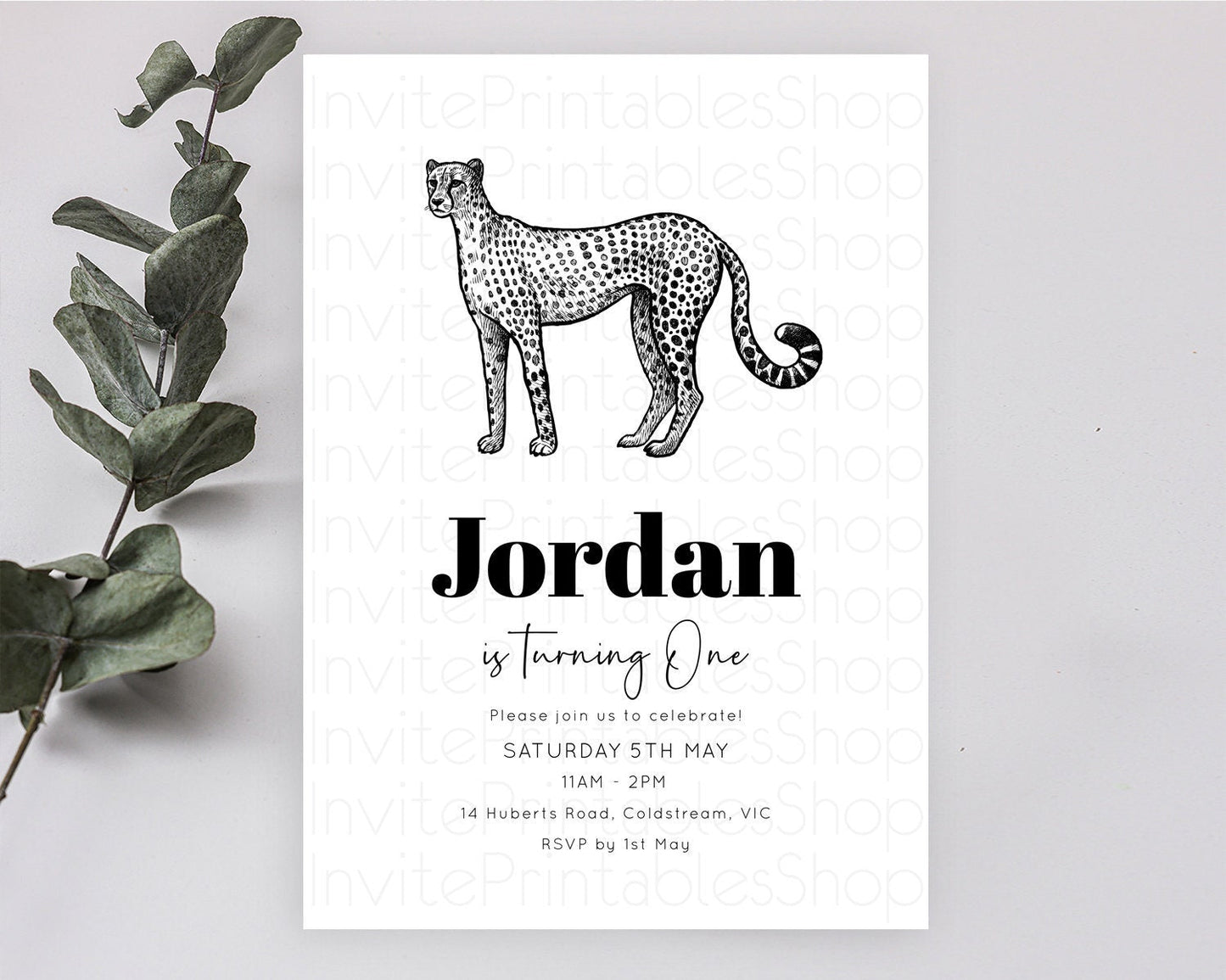Cheetah Birthday Invitation Cheetah Invitation Cheetah Birthday Cheetah Safari Adventure Invite Cheetah Palm Leaf Invite Zoo Party D10290