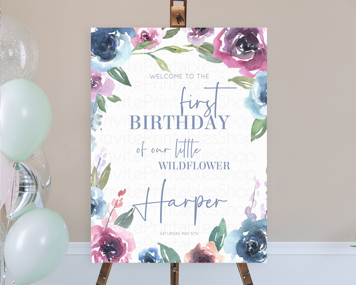 Secret Garden Welcome Sign Wildflower Welcome Board Pastel Flower Garden Welcome Poster Boho Wildflower First Birthday Welcome Sign D10780