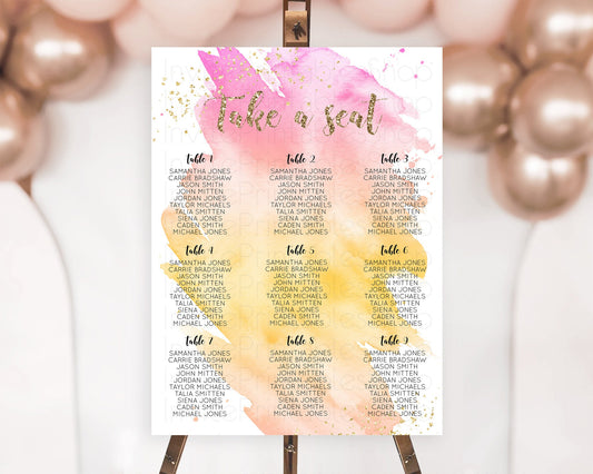 Editable Rainbow Seating Chart Pastel Seating Chart Colorful Pastel Watercol