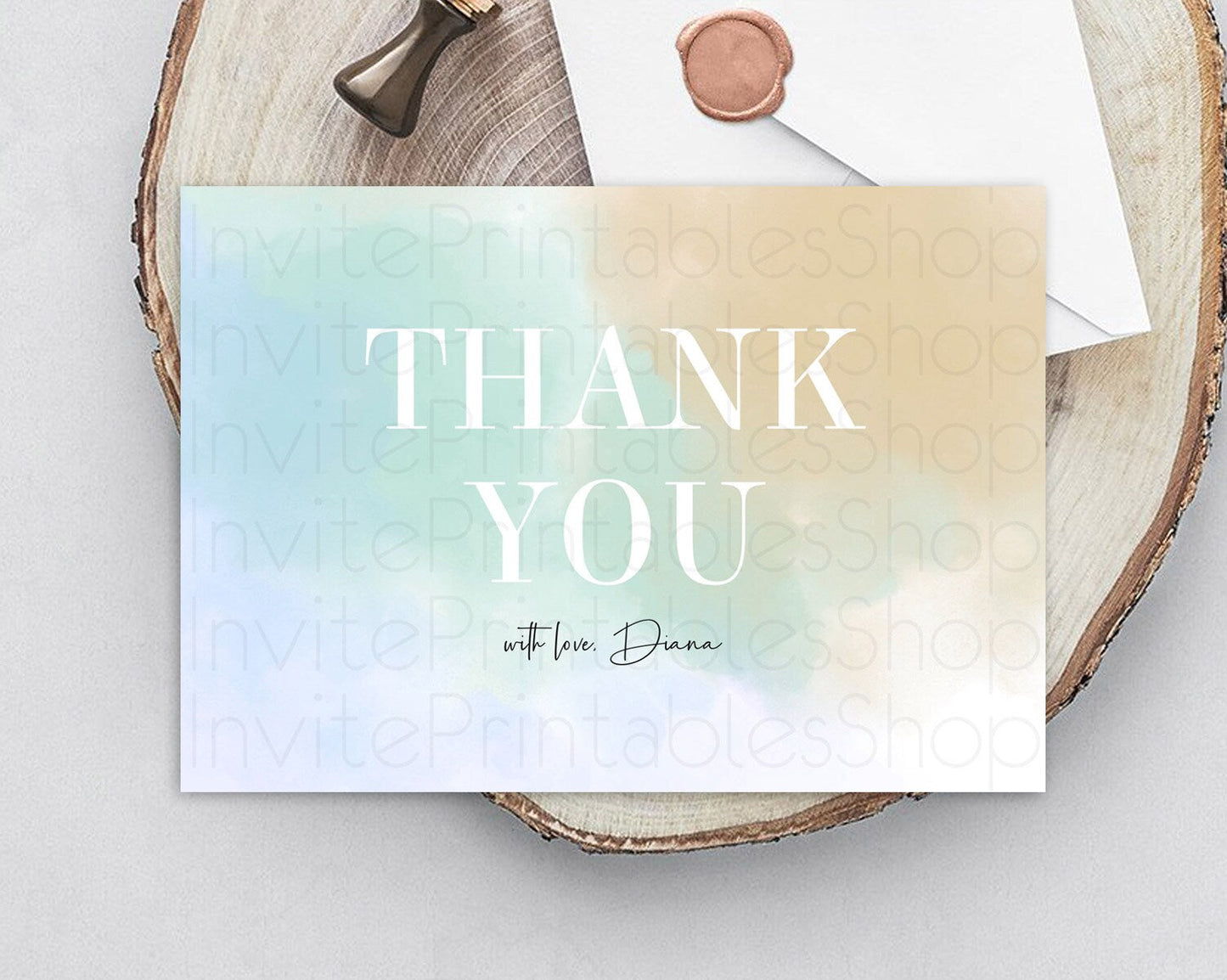 Pastel Thank You Rainbow Thank You Card Colorful Pastel Birthday Thank You Card Confetti Watercolor Pastel Teacher Thank You Cards D10370