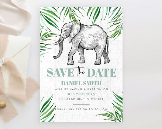 Editable Elephant Save The Date Template Elephant Safari Adventure Party Dri