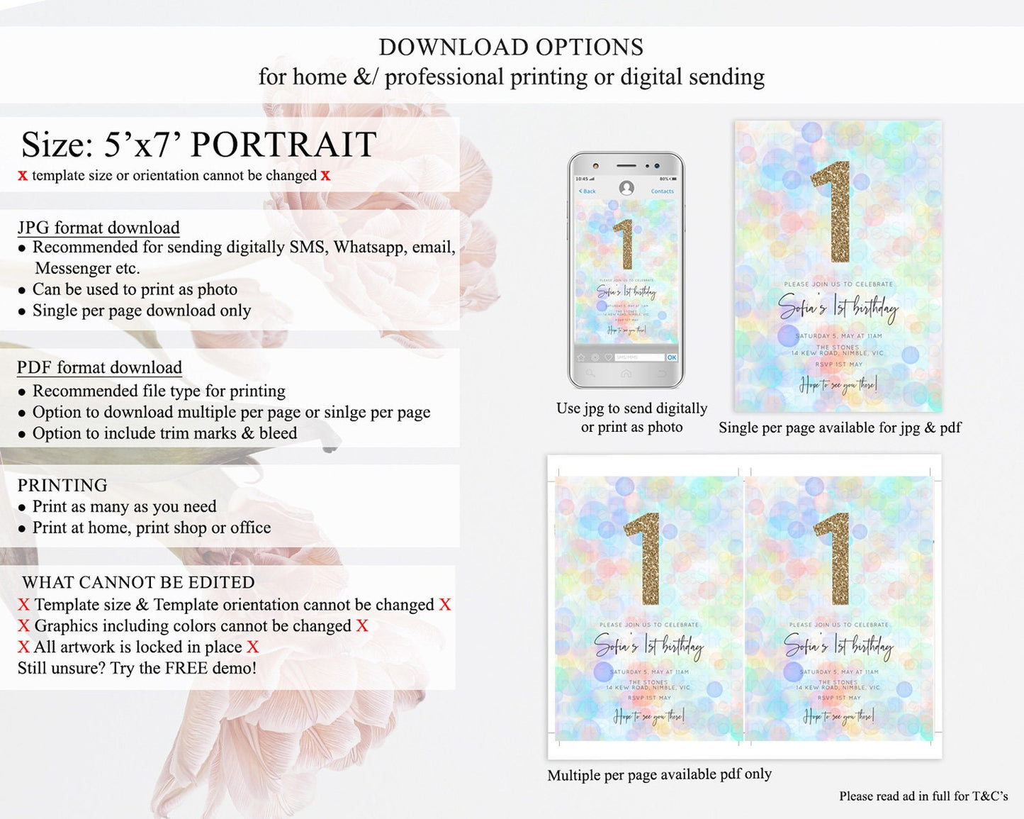 Pastel Birthday Invitation Bath Bomb Party Invitation Pastel Bubbles Invitation Watercolour Invitation 3rd 2nd 1st First Birthday D10444