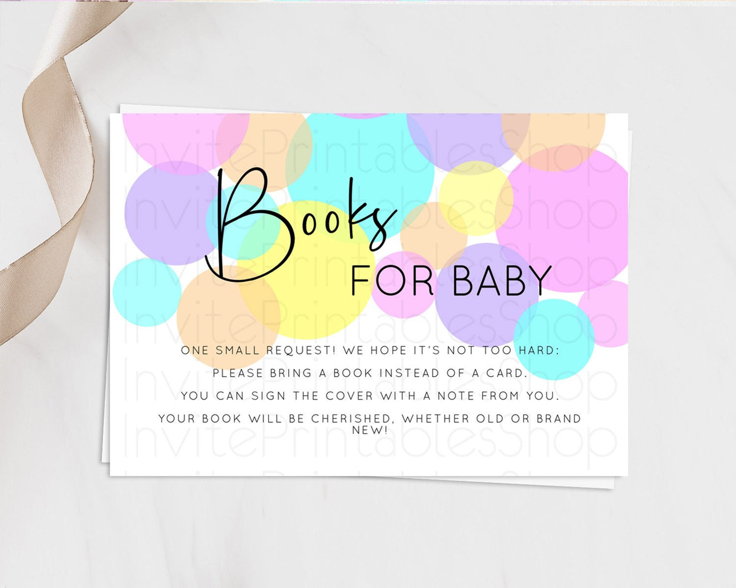 Rainbow Books For Baby Card Pastel Sprinkles Book Insert Pastel Rainbow Confetti Book Card Colorful Bubbles Pastel Book Poem Request D10406