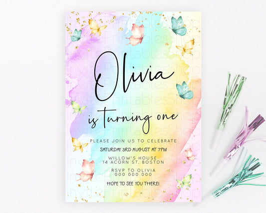 Editable Pastel Butterfly Birthday Invitation Butterfly Birthday Invitation