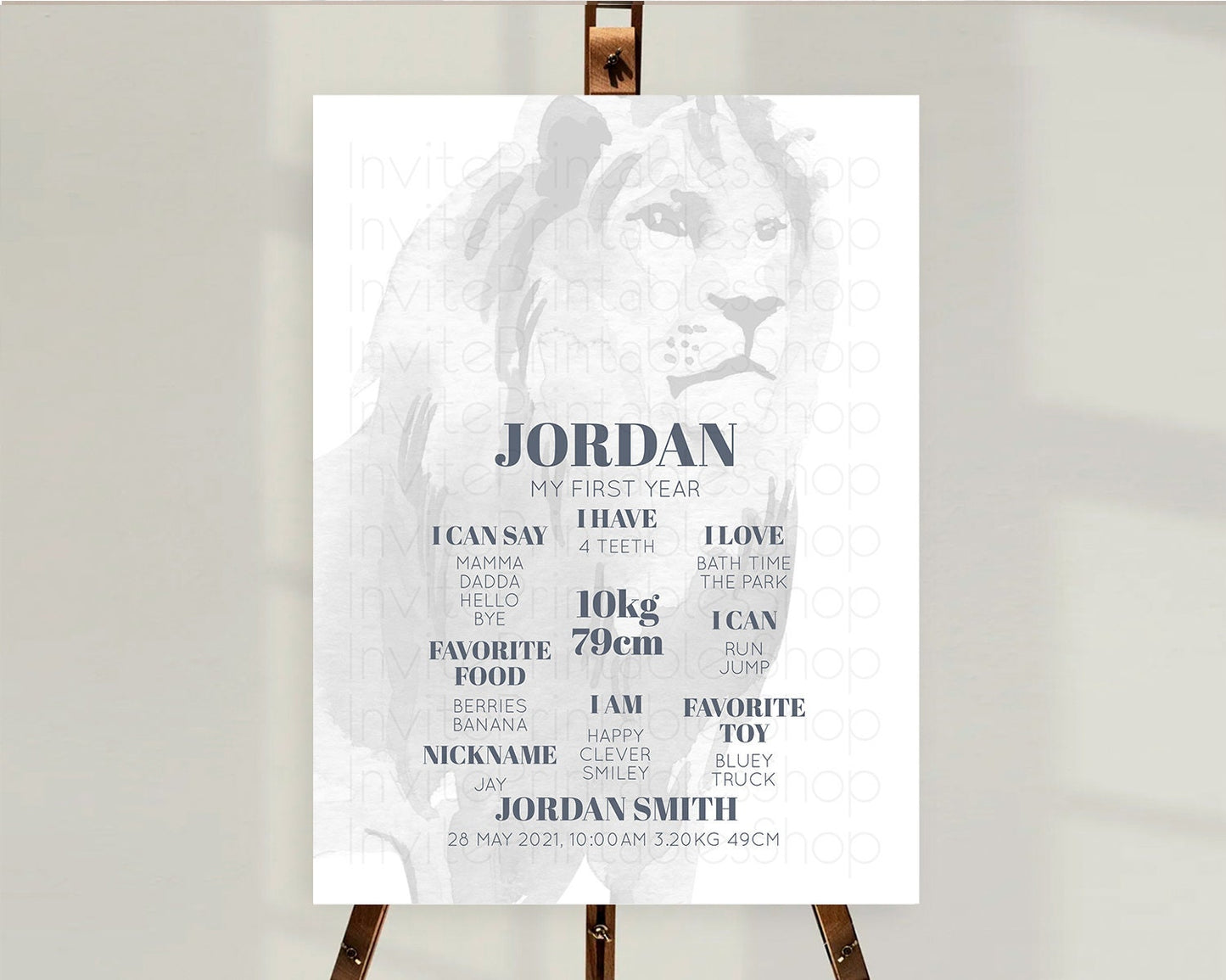 Lion First Birthday Milestone Board Lion Milestone Poster Lion Decor Safari Adventure Palm Leaf Lion First Birthday Welcome Sign D10299